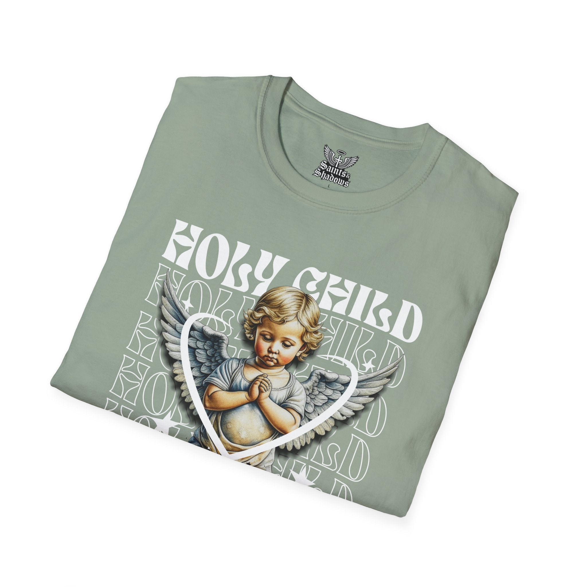 Saints and Shadows - Holy Child, Angelic Artwork Unisex Softstyle T-Shirt, Casual Wear