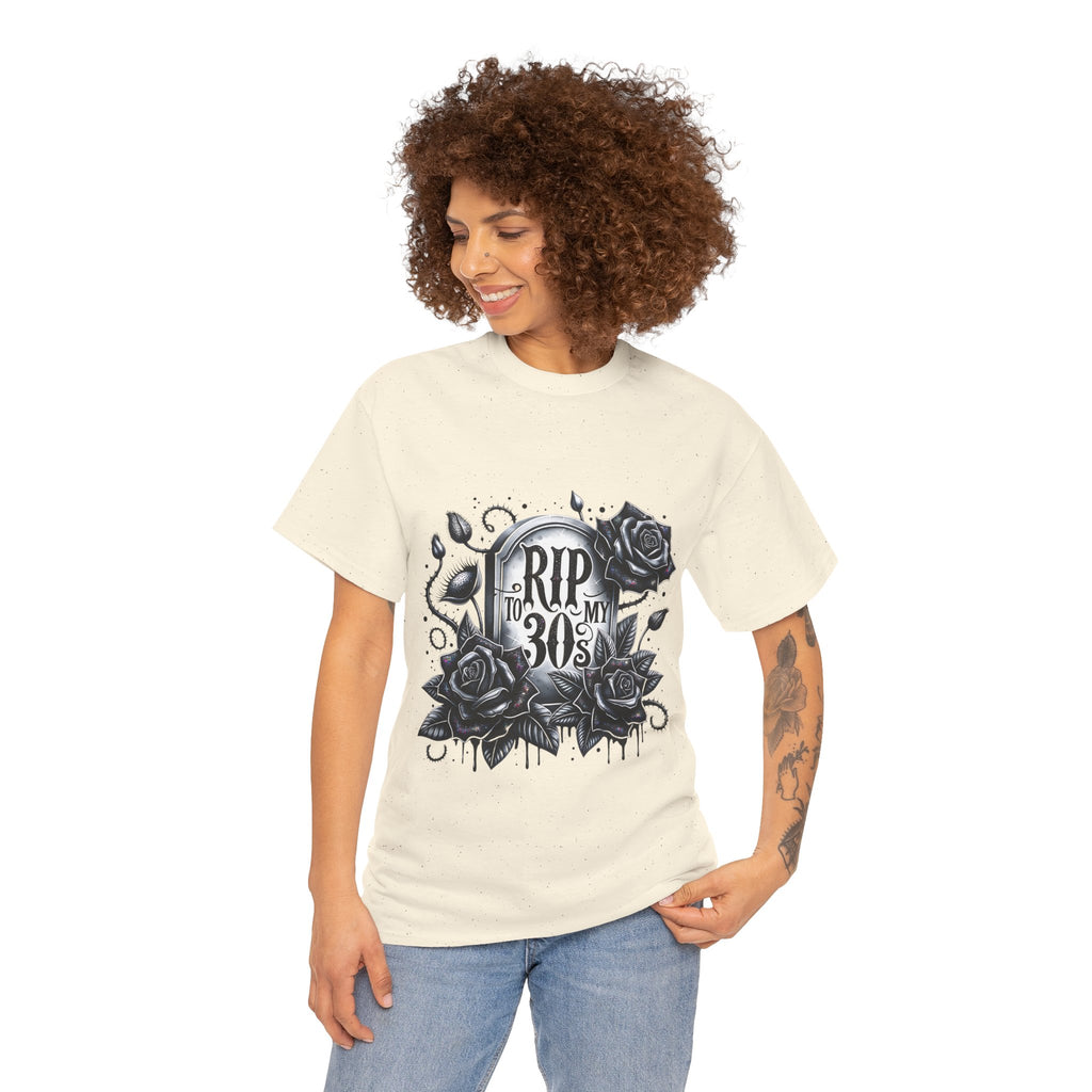 RIP to My 30s, Heavy, Unisex Graphic Shirt, Birthday Gift, Casual Wear, Vintage Style, Floral Design T-shirt