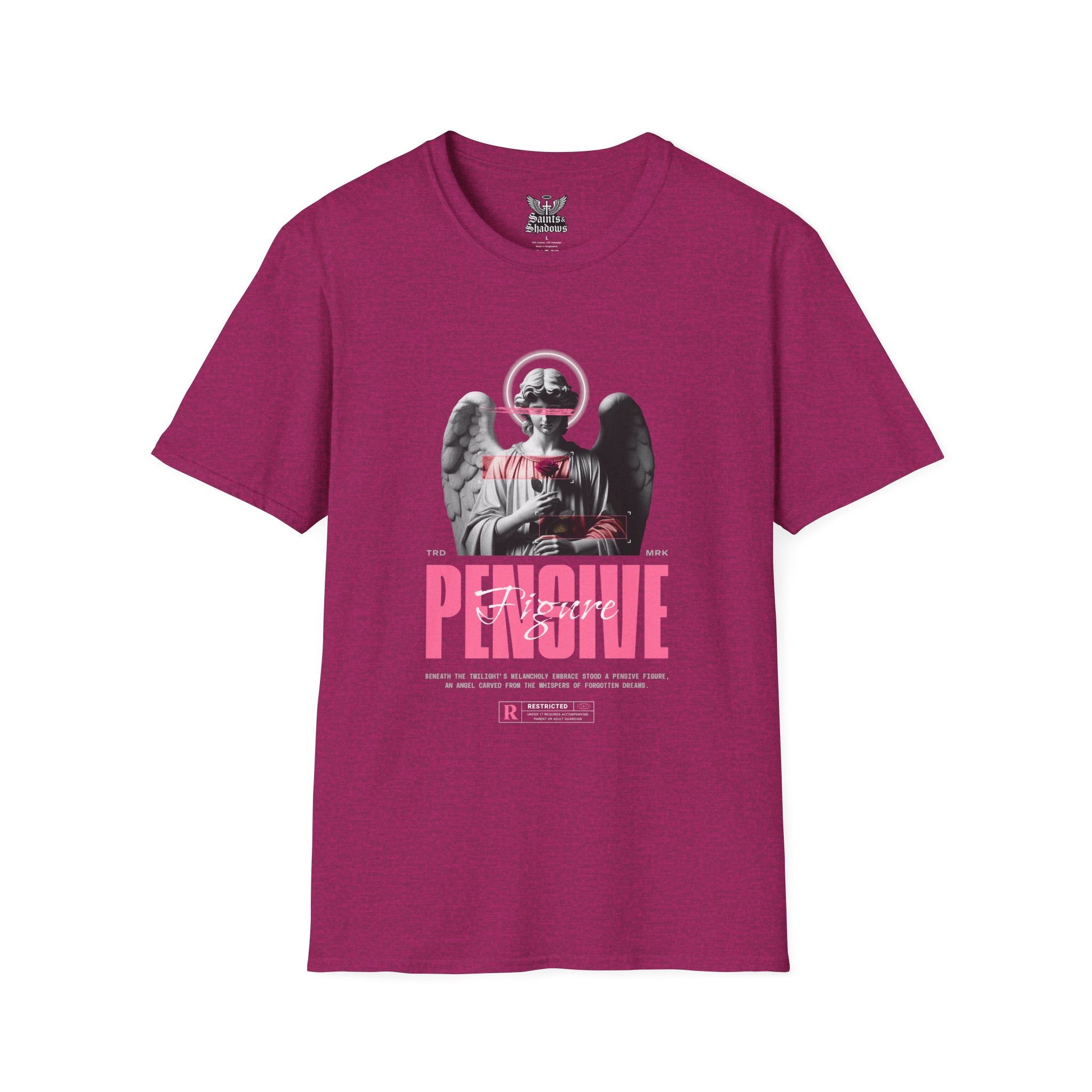 Saints and Shadows - Pensive, Angelic Artwork Unisex Softstyle T-Shirt, Casual Wear