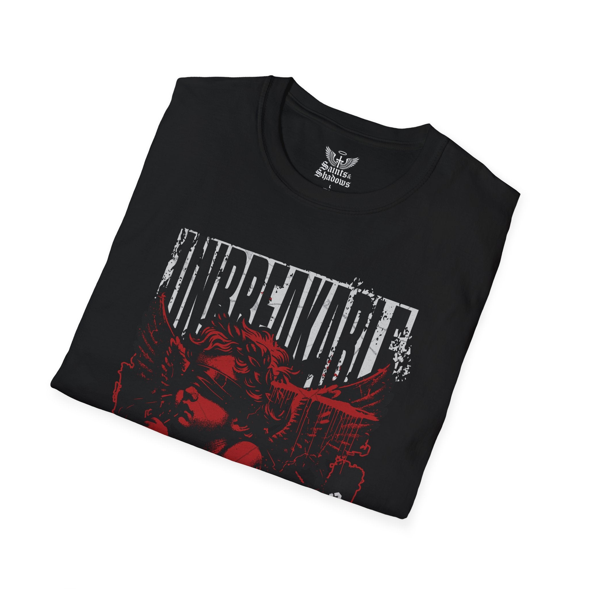 Saints and Shadows - Unbreakabe Strength, Angelic Artwork Unisex Softstyle T-Shirt, Casual Wear