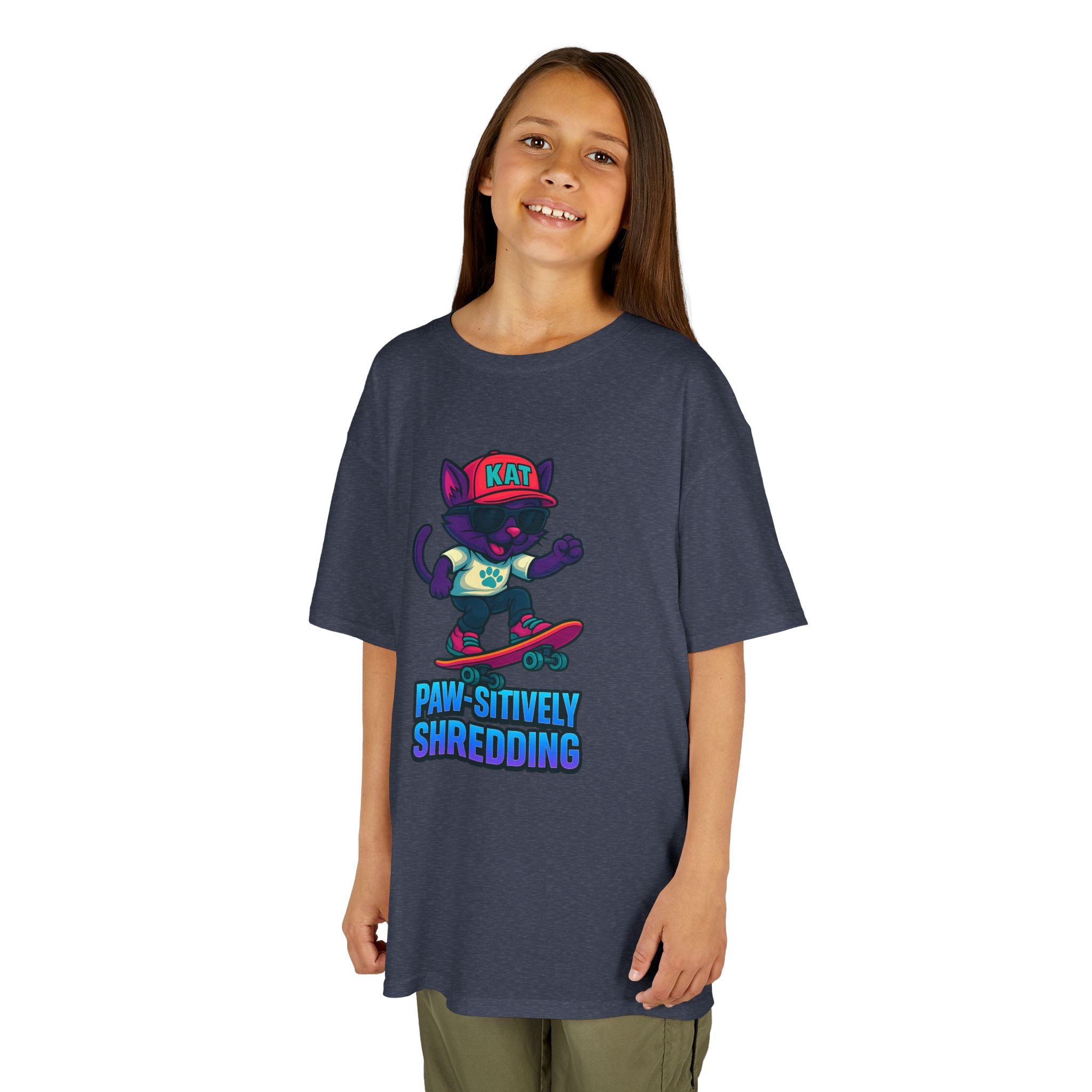 DJ KAT PAWS - Fun Skater Cat Design, Youth Summer T-Shirt, Cool Kids Apparel, Birthday Gift, Trendy Casual Wear