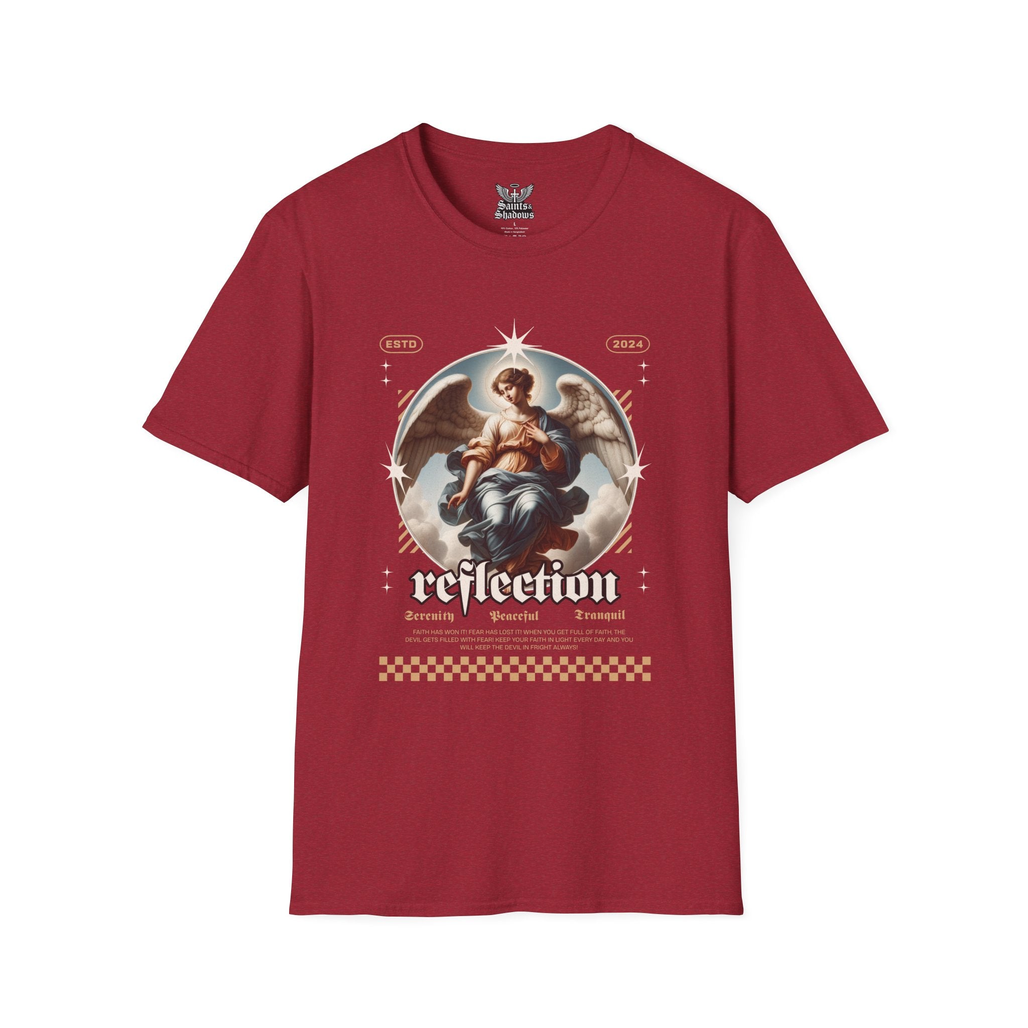 Saints and Shadows - Reflection, Angelic Artwork Unisex Softstyle T-Shirt, Casual Wear