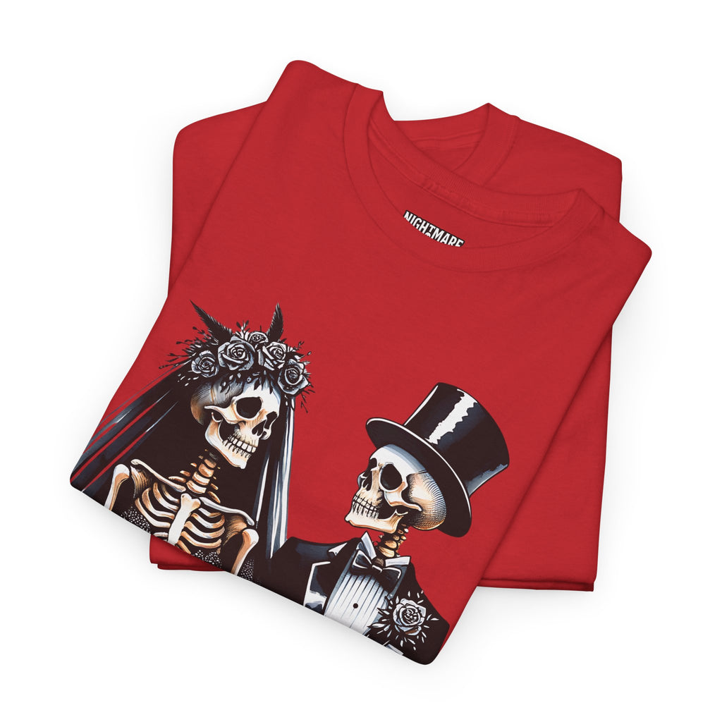 Skeleton Bride and Groom Wedding. Til Death, Tee - Horror Graphic Tee, Unisex Cotton Shirt, Halloween Costume, Horror Movie Gift, Spooky T-Shirt, Horror Fan Apparel