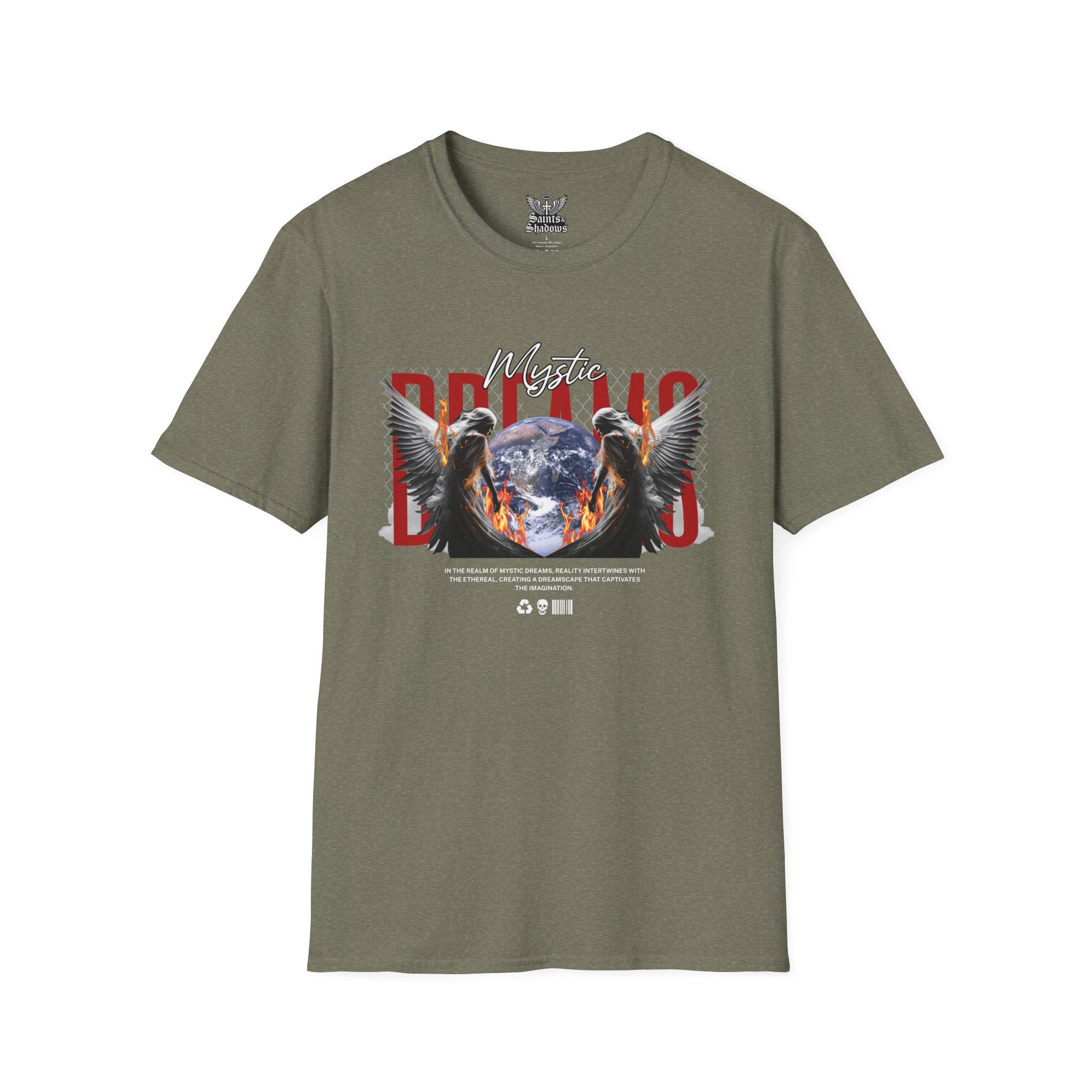 Saints and Shadows - Mystic Wings, Angelic Artwork Unisex Softstyle T-Shirt, Casual Wear