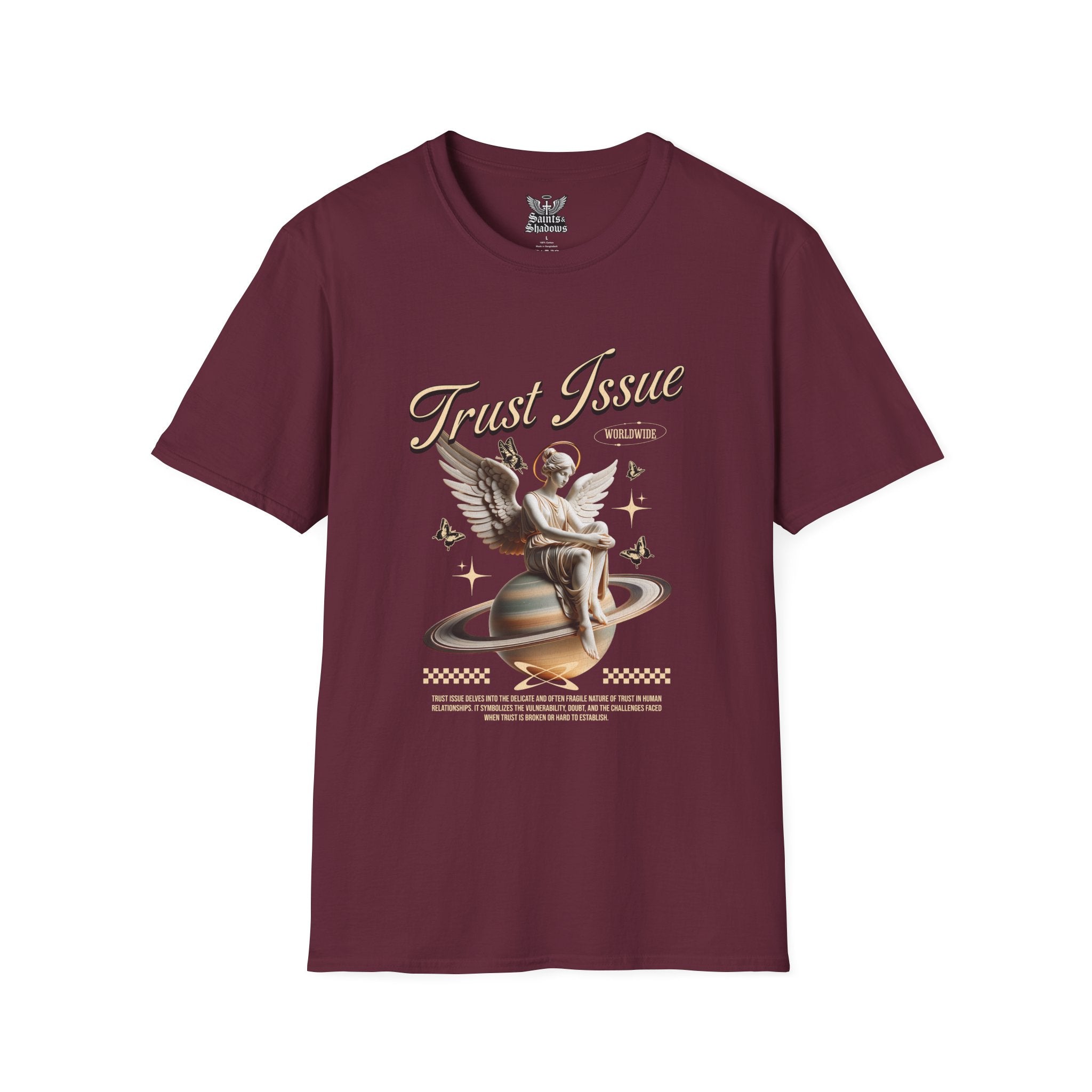 Saints and Shadows - Trust Issue, Angelic Artwork Unisex Softstyle T-Shirt, Casual Wear