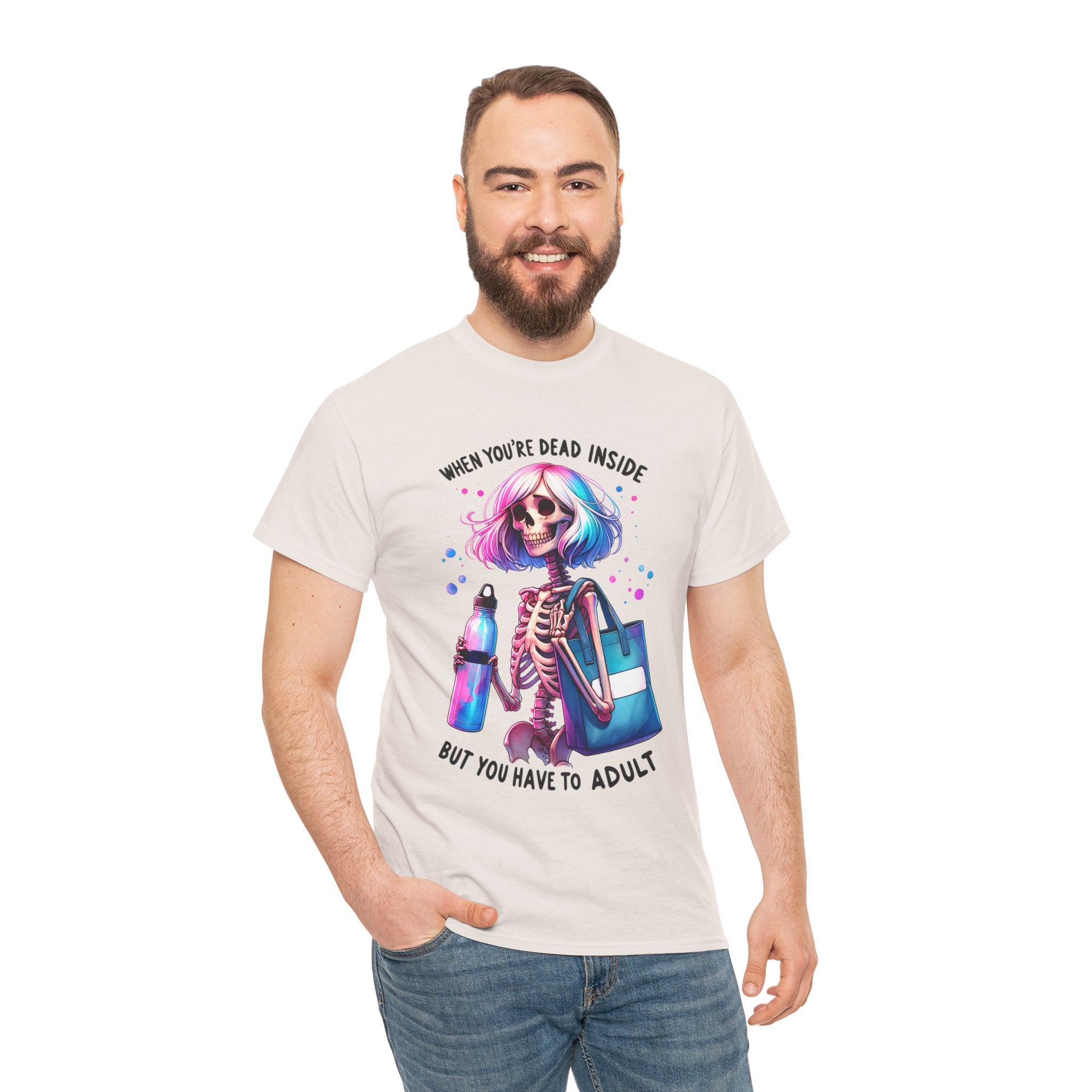 When you're dead onside, Whimsical Skeleton Tee, Funny Graphic Shirt, Perfect for Halloween, Unique Gift Idea, Casual Wear, Everyday Humor