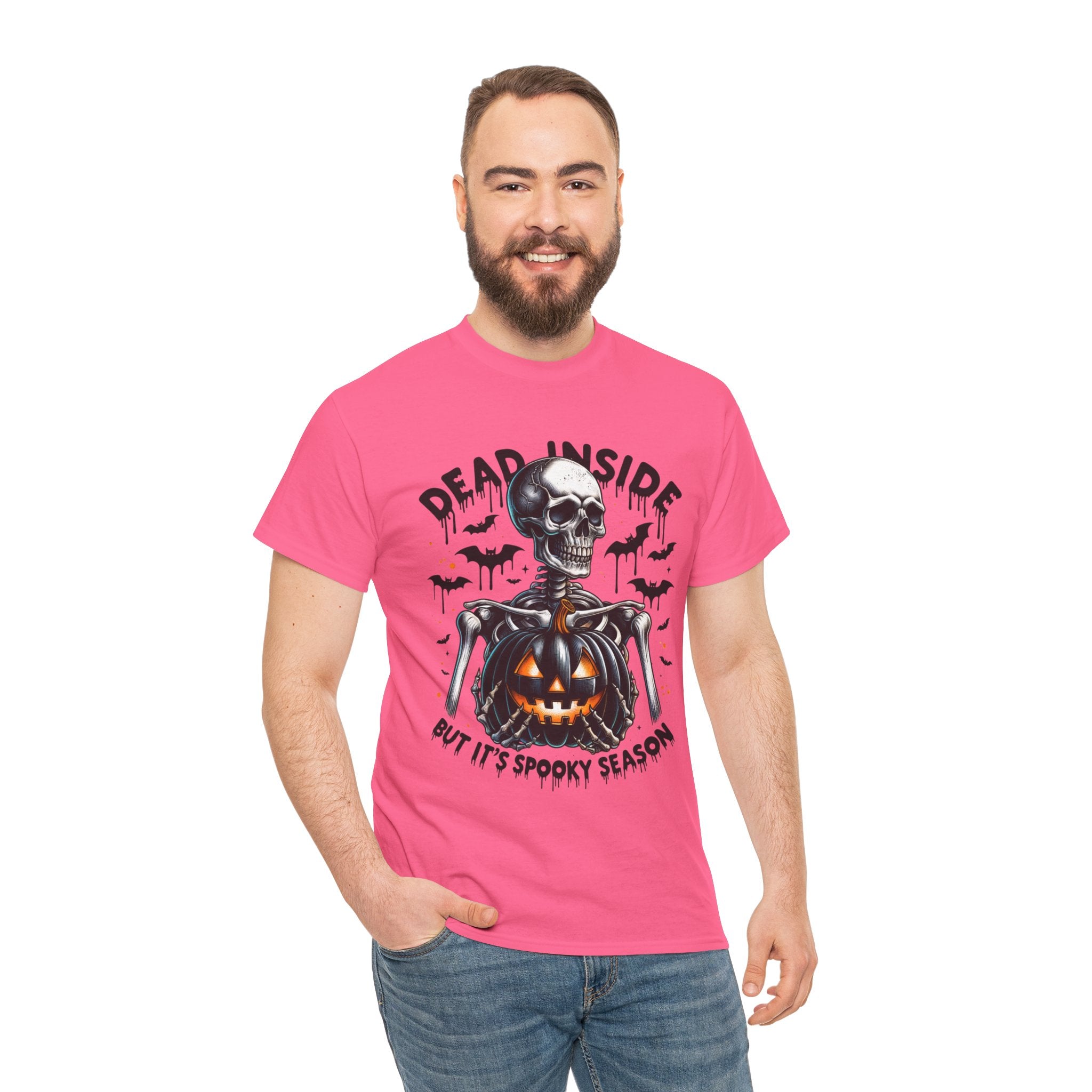 Dead Inside, Spooky Season Tee, Unisex Heavy Cotton T-Shirt, Halloween Shirt, Fun Casual Wear, Graphic Tee, Gift for Halloween Lovers
