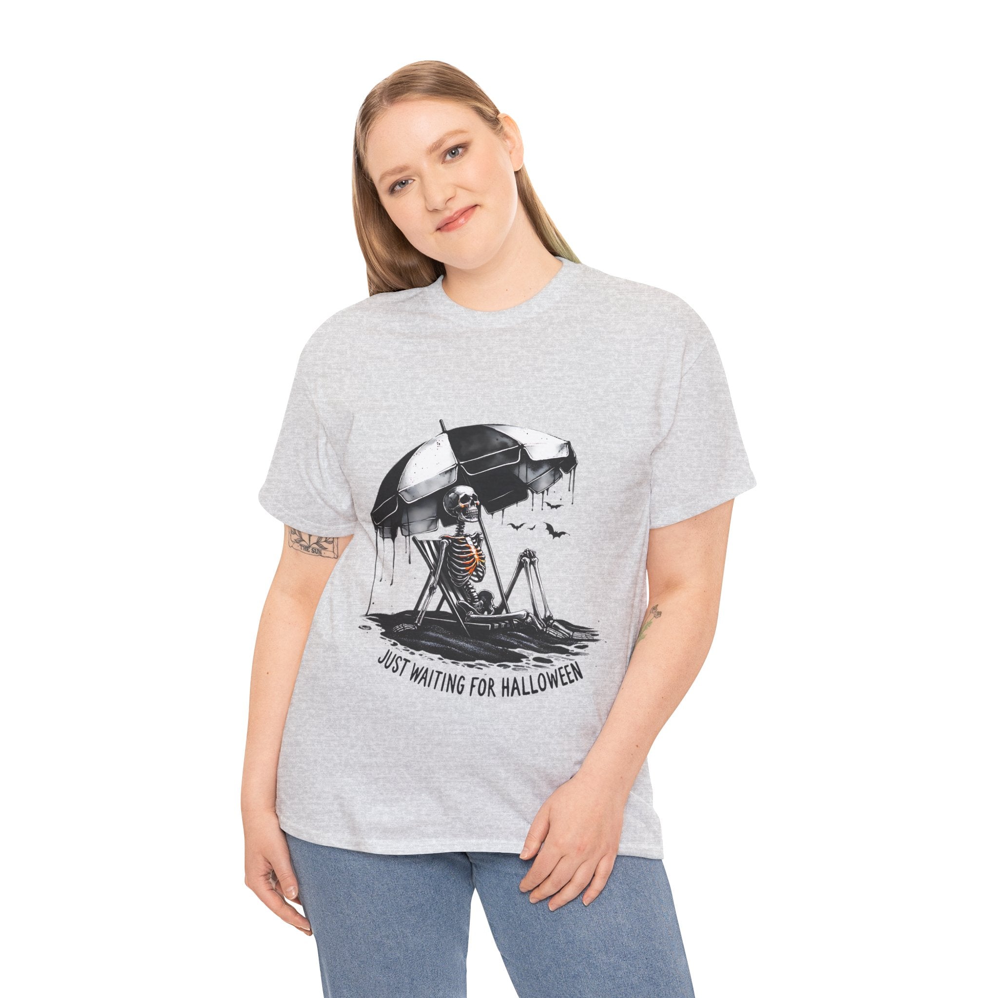 Just Waiting for Halloween, Heavy, Unisex Graphic Shirt, Birthday Gift, Casual Wear, Vintage Style, Floral Design T-shirt