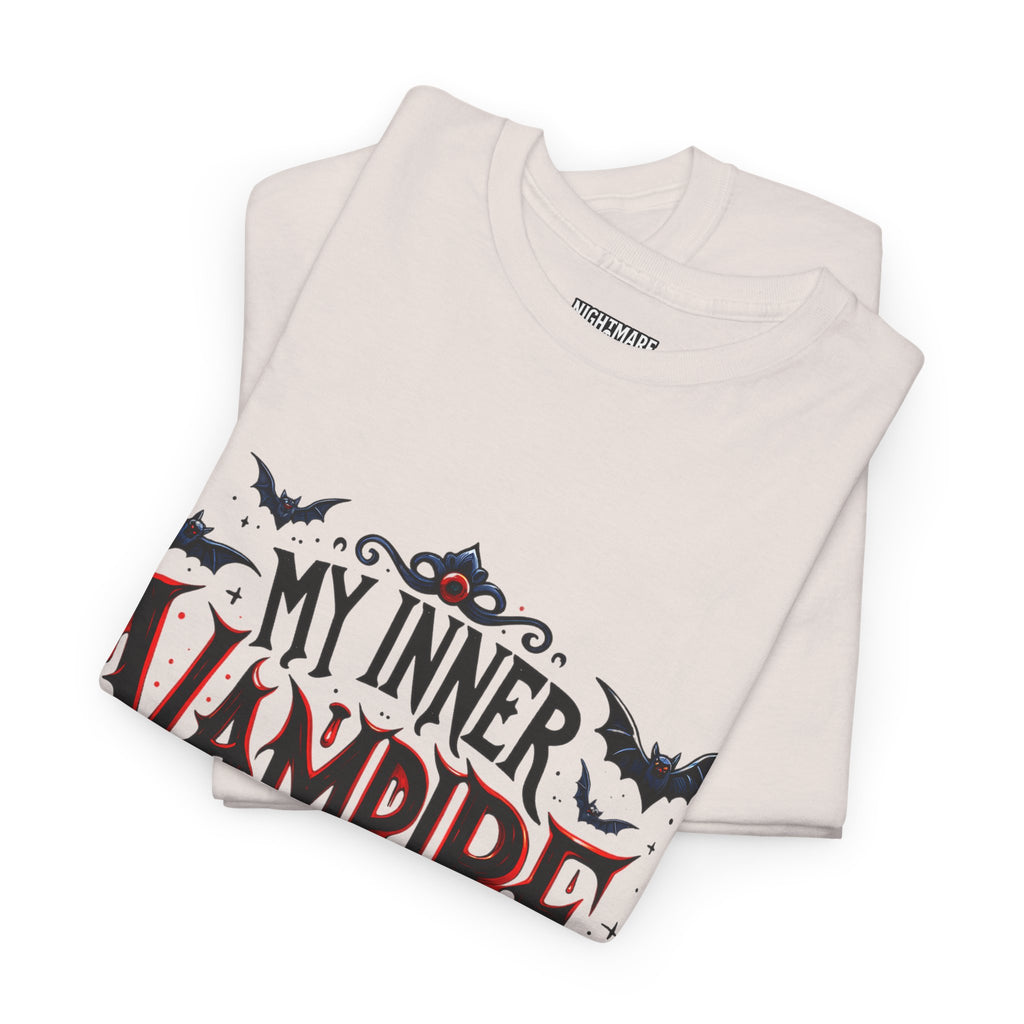 My Inner Vampire Hates Mornings, Tee - Unisex Heavy Cotton Shirt for Halloween, Gifts, Casual Wear, Funny T-Shirt, Vampire Lover Apparel