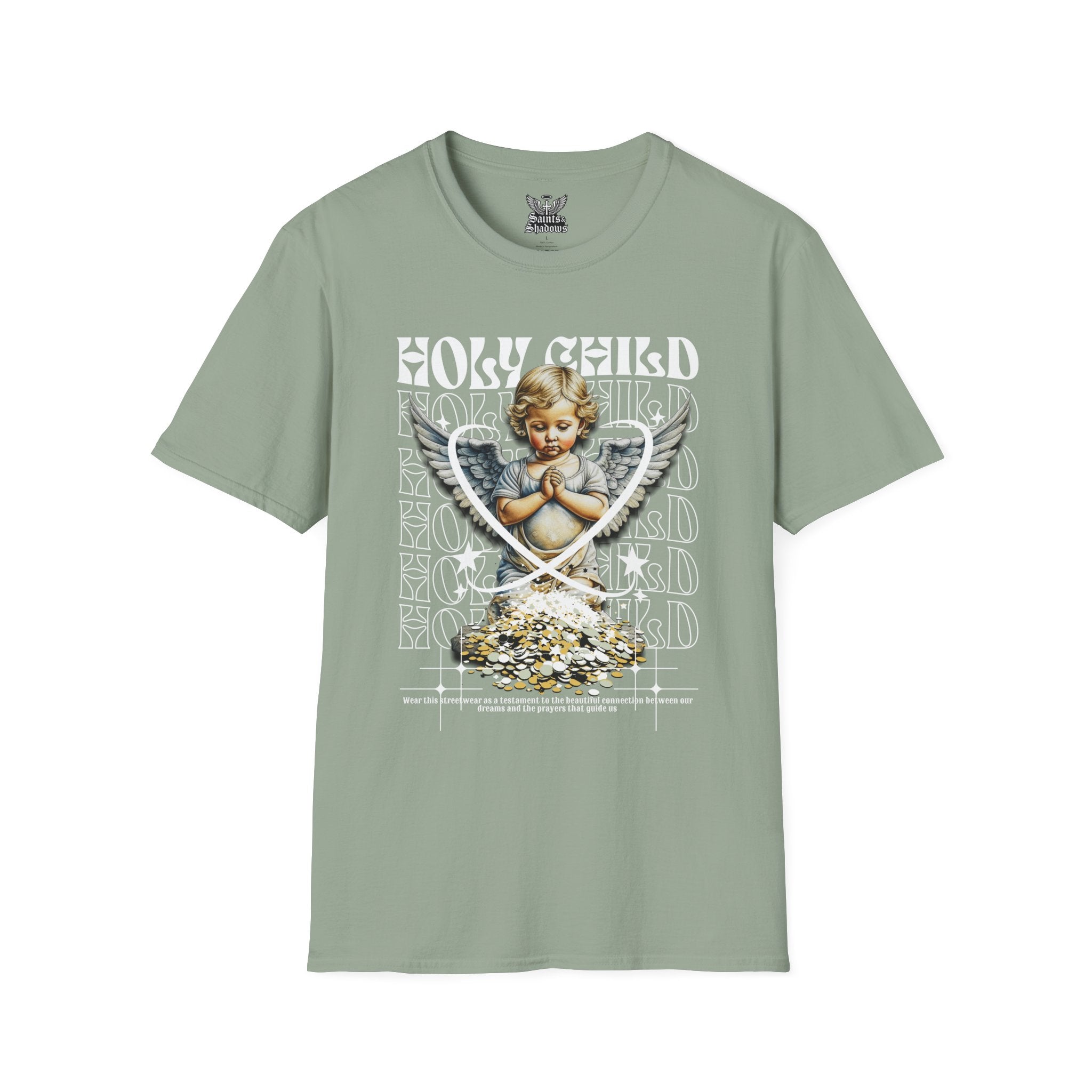 Saints and Shadows - Holy Child, Angelic Artwork Unisex Softstyle T-Shirt, Casual Wear