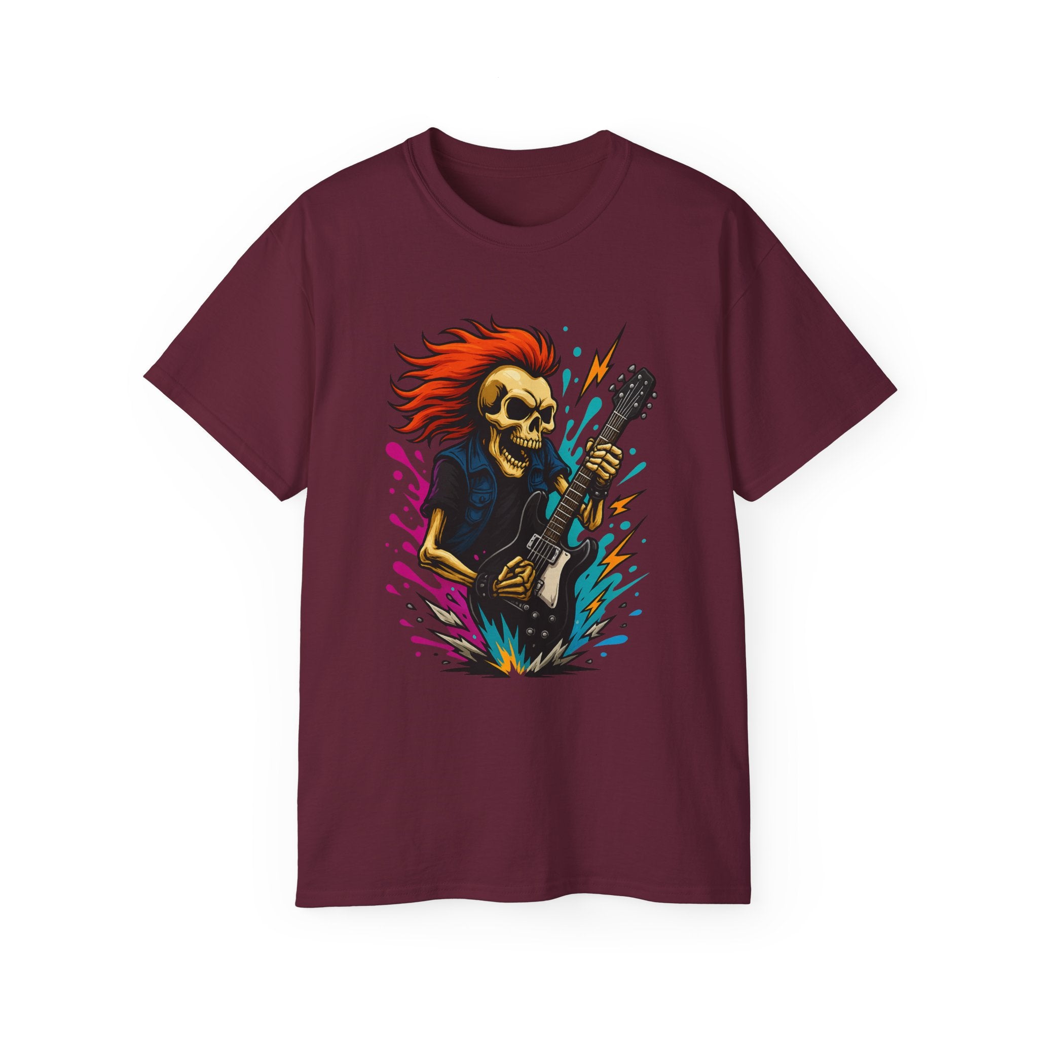 Rockin' Skull T-Shirt - Perfect for Music Lovers, Festival Gear, Halloween, Gift for Musicians, Vintage Band Tee, Casual Wear
