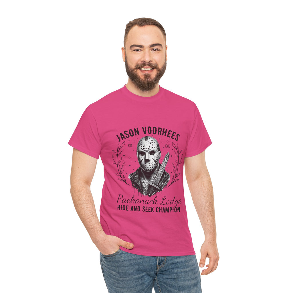 Jason Voorhees 'Hide and Seek Champion'  - Horror Graphic Tee, Unisex Cotton Shirt, Halloween Costume, Horror Movie Gift, Spooky T-Shirt, Horror Fan Apparel