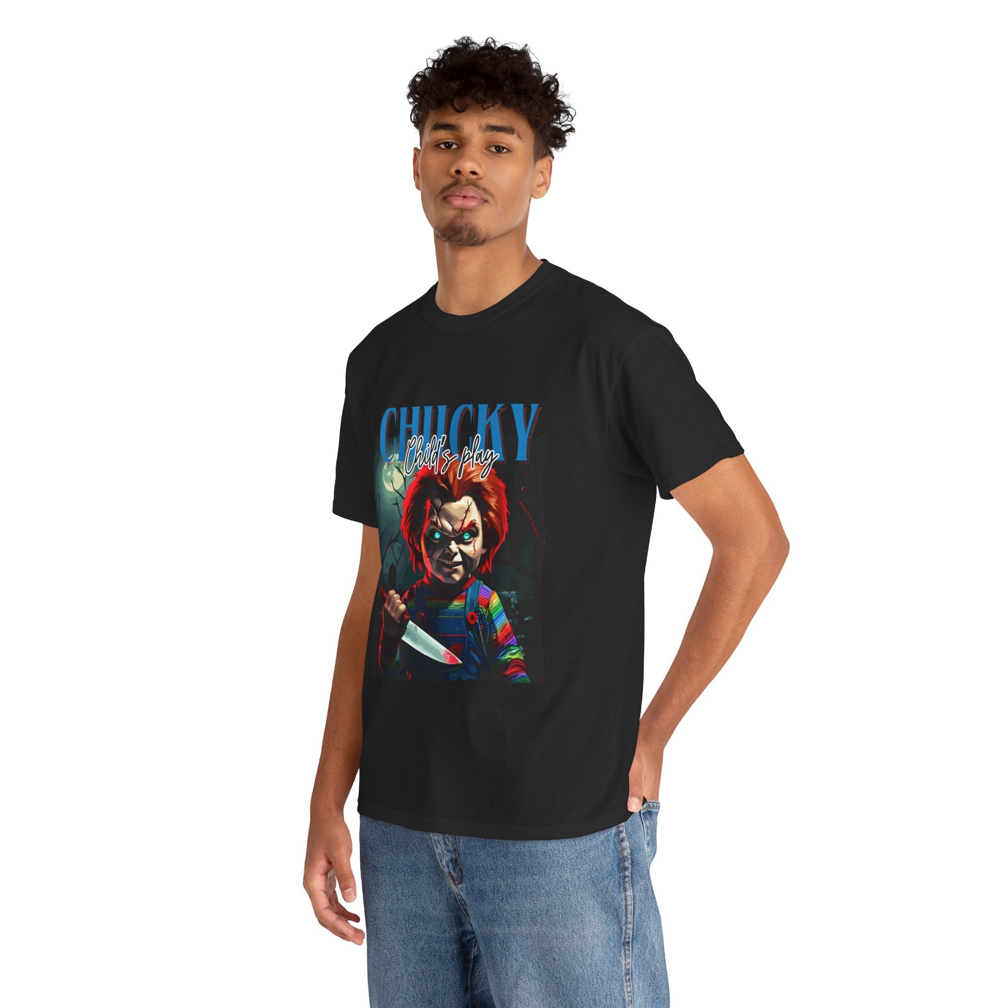 Chucky Horror Graphic Tee, Unisex Cotton Shirt, Halloween Costume, Horror Movie Gift, Spooky T-Shirt, Horror Fan Apparel