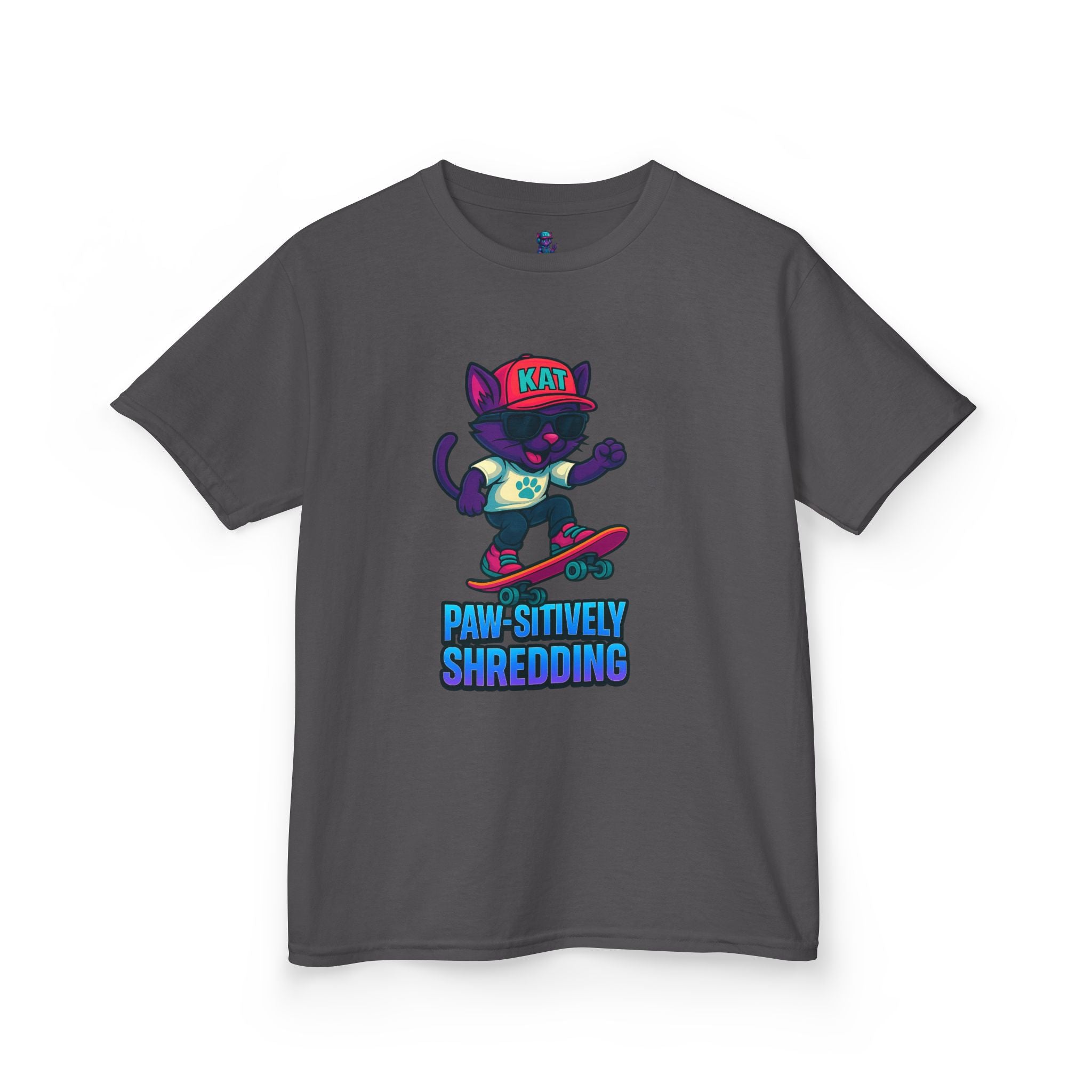DJ KAT PAWS - Fun Skater Cat Design, Youth Summer T-Shirt, Cool Kids Apparel, Birthday Gift, Trendy Casual Wear