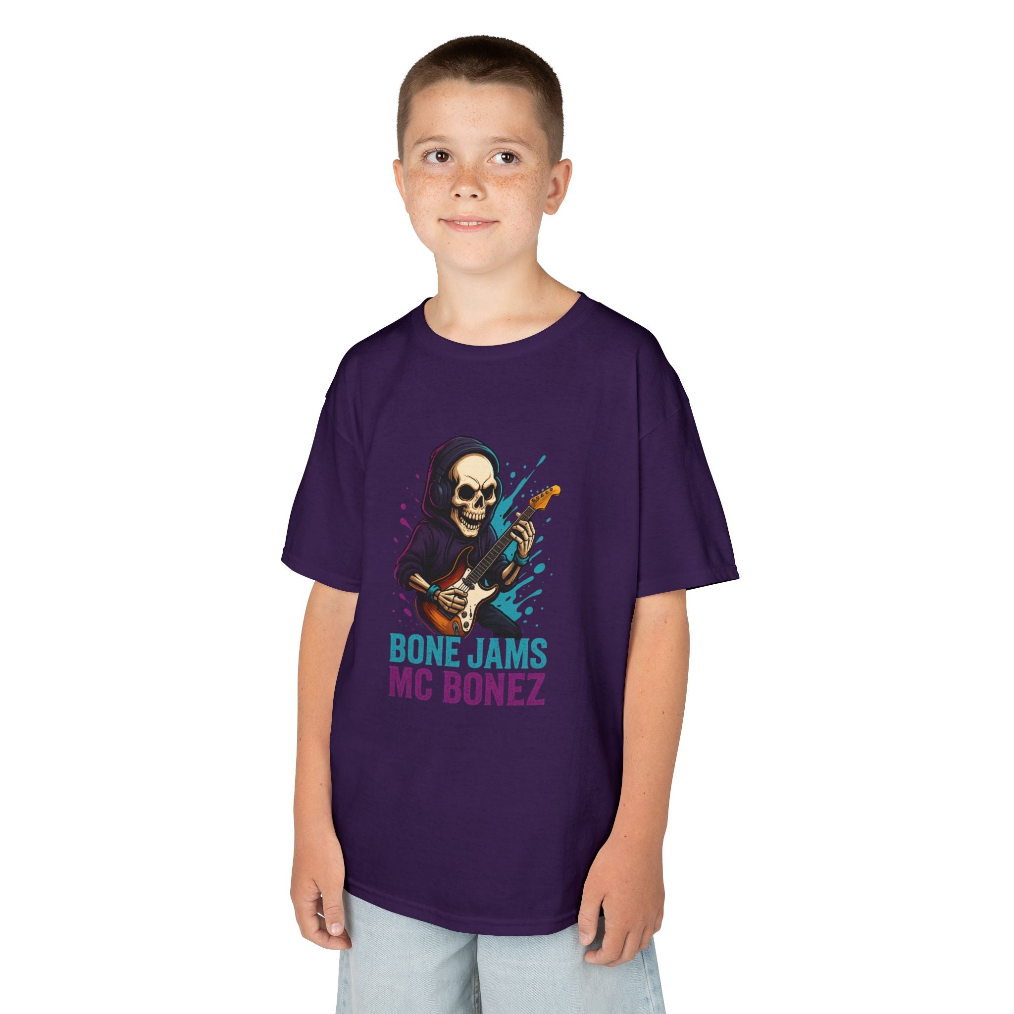 Bone Jams MC Bonez, Kids Tee | Guitar Edition | Cool Graphic Tee, Music Fan Shirt, Unique Gift for Young Musicians