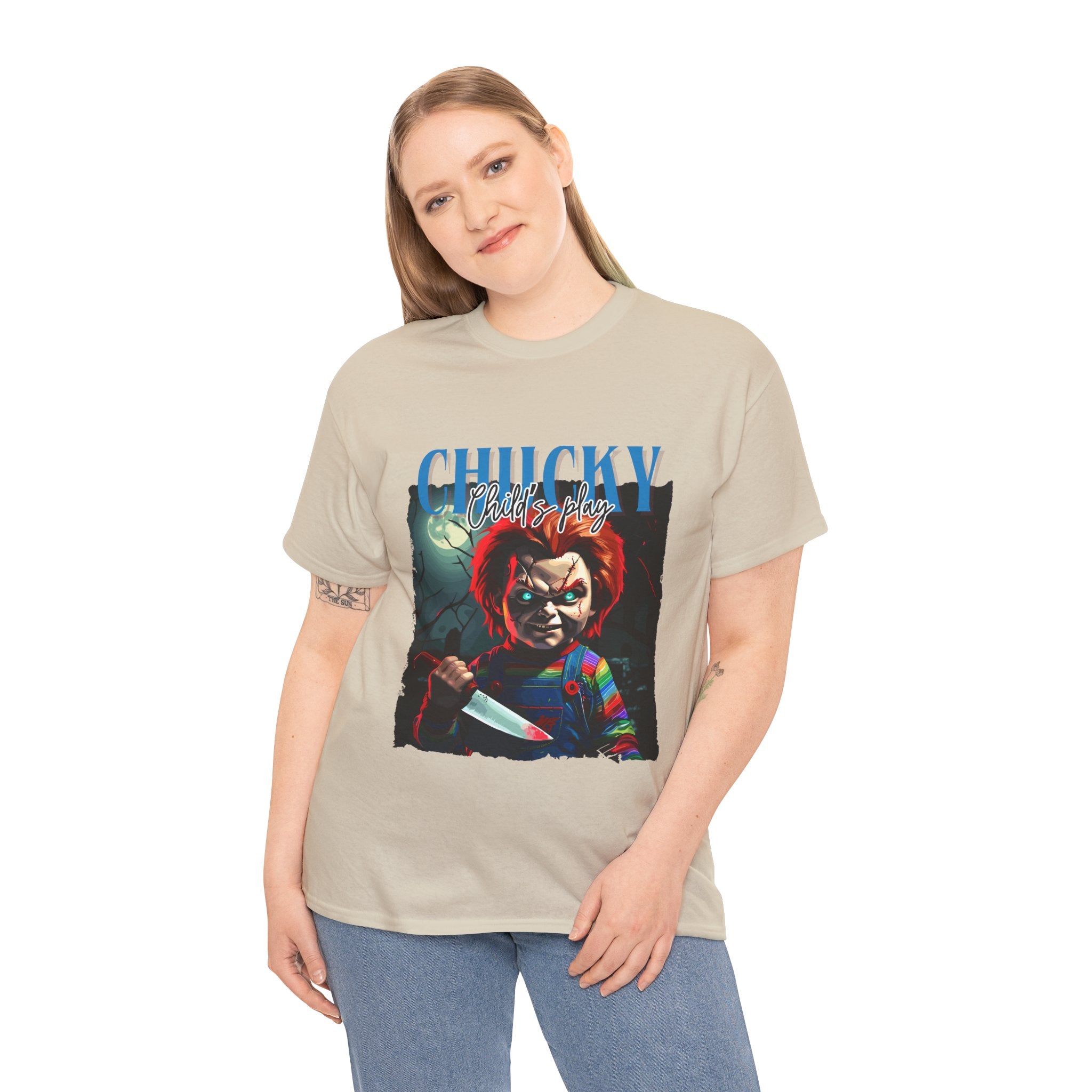 Chucky Horror Graphic Tee, Unisex Cotton Shirt, Halloween Costume, Horror Movie Gift, Spooky T-Shirt, Horror Fan Apparel