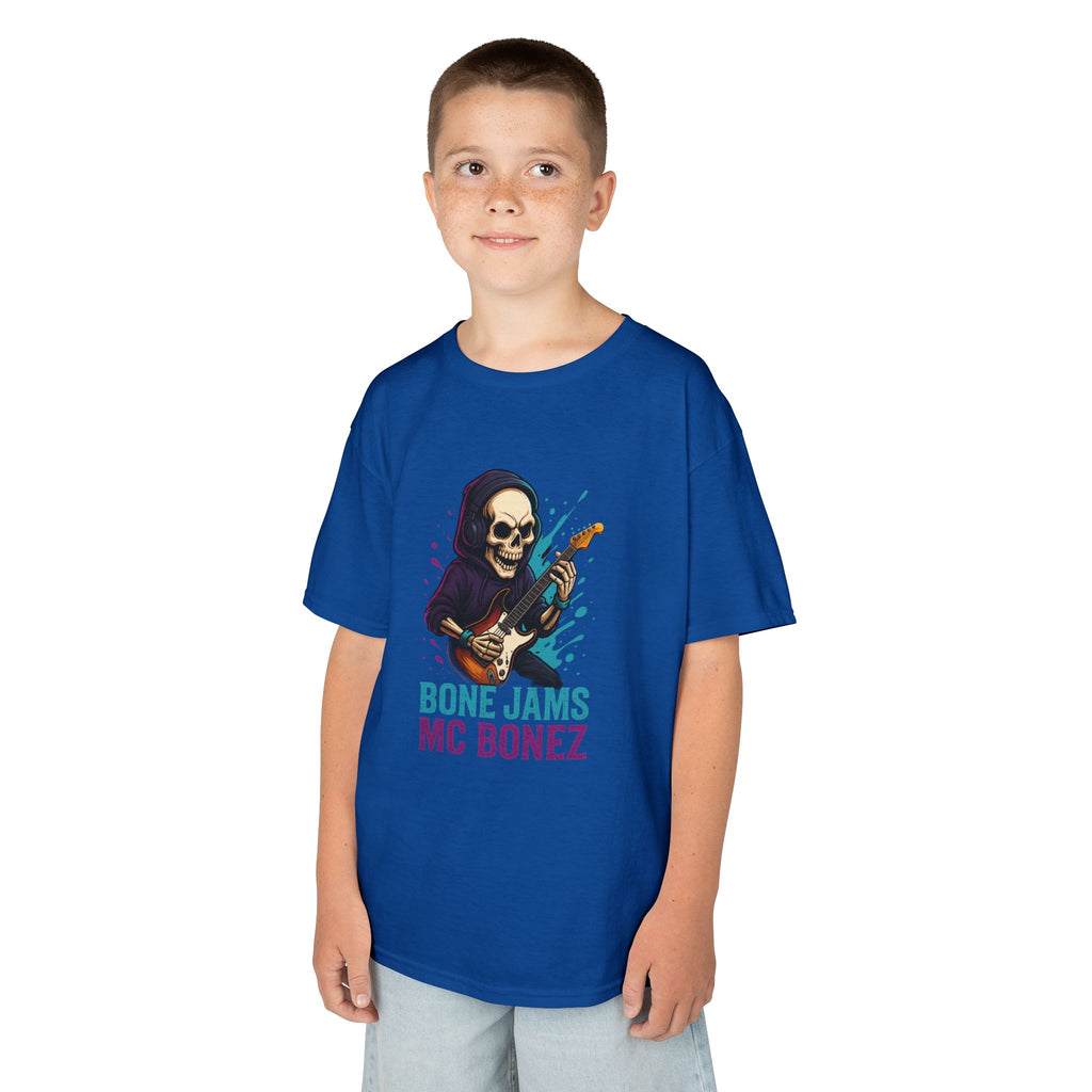 Bone Jams MC Bonez, Kids Tee | Guitar Edition | Cool Graphic Tee, Music Fan Shirt, Unique Gift for Young Musicians