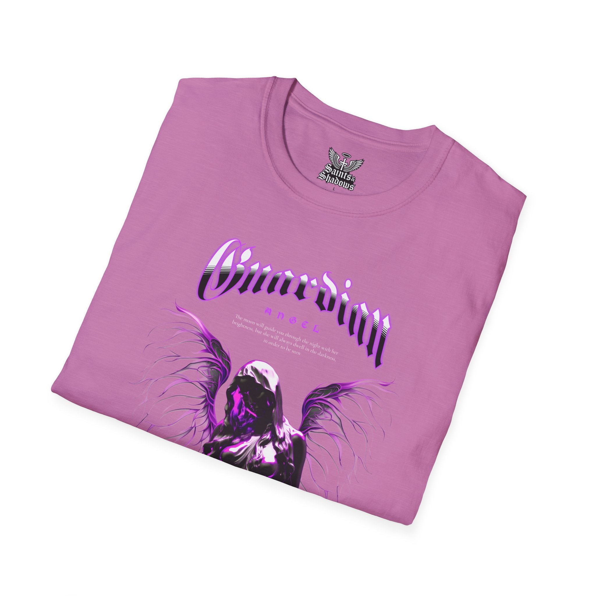 Saints and Shadows - Guardian Angel, Angelic Artwork Unisex Softstyle T-Shirt, Casual Wear