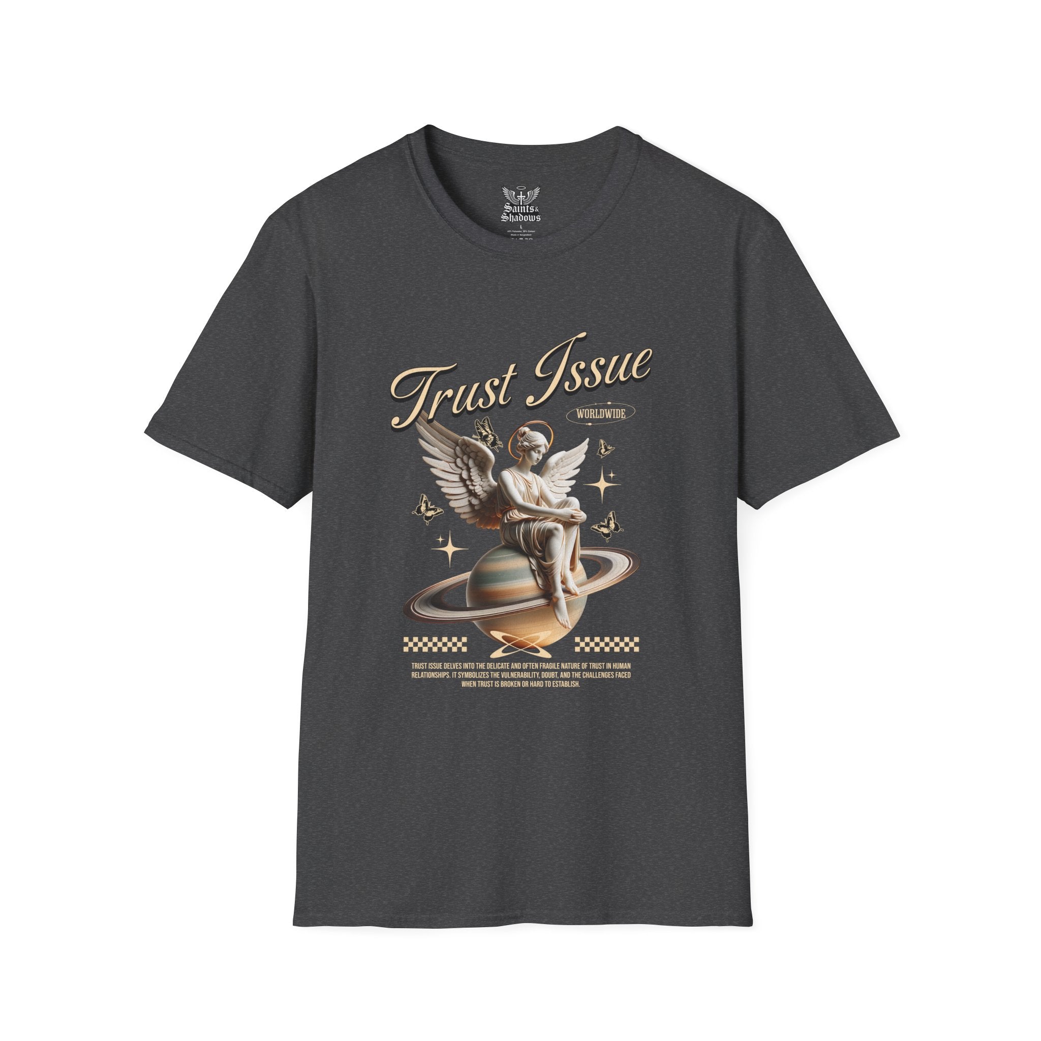 Saints and Shadows - Trust Issue, Angelic Artwork Unisex Softstyle T-Shirt, Casual Wear