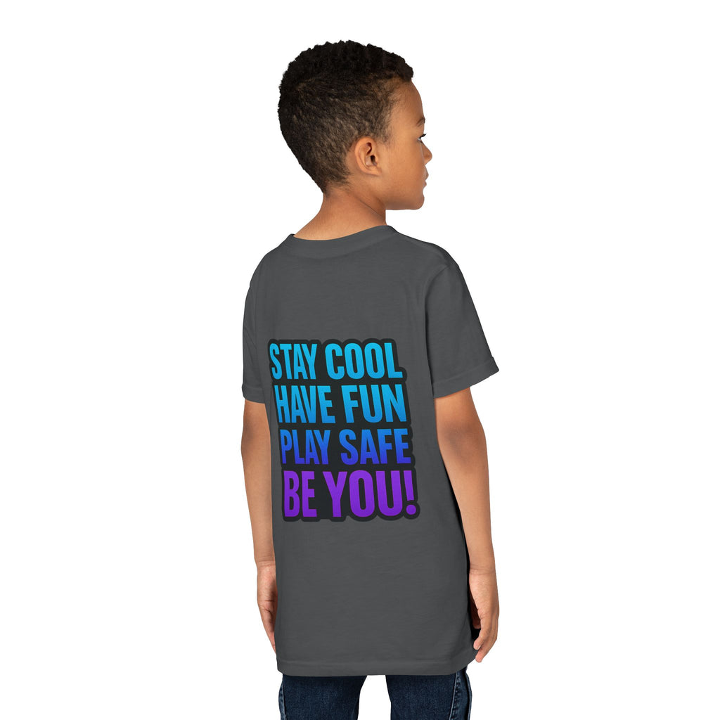 DJ KAT PAWS Paw-sitively Shredding, Skateboarding Youth Tee | Fun Summer Shirt, Motivational Kids T-Shirt, Birthday Gift for Boys & Girls