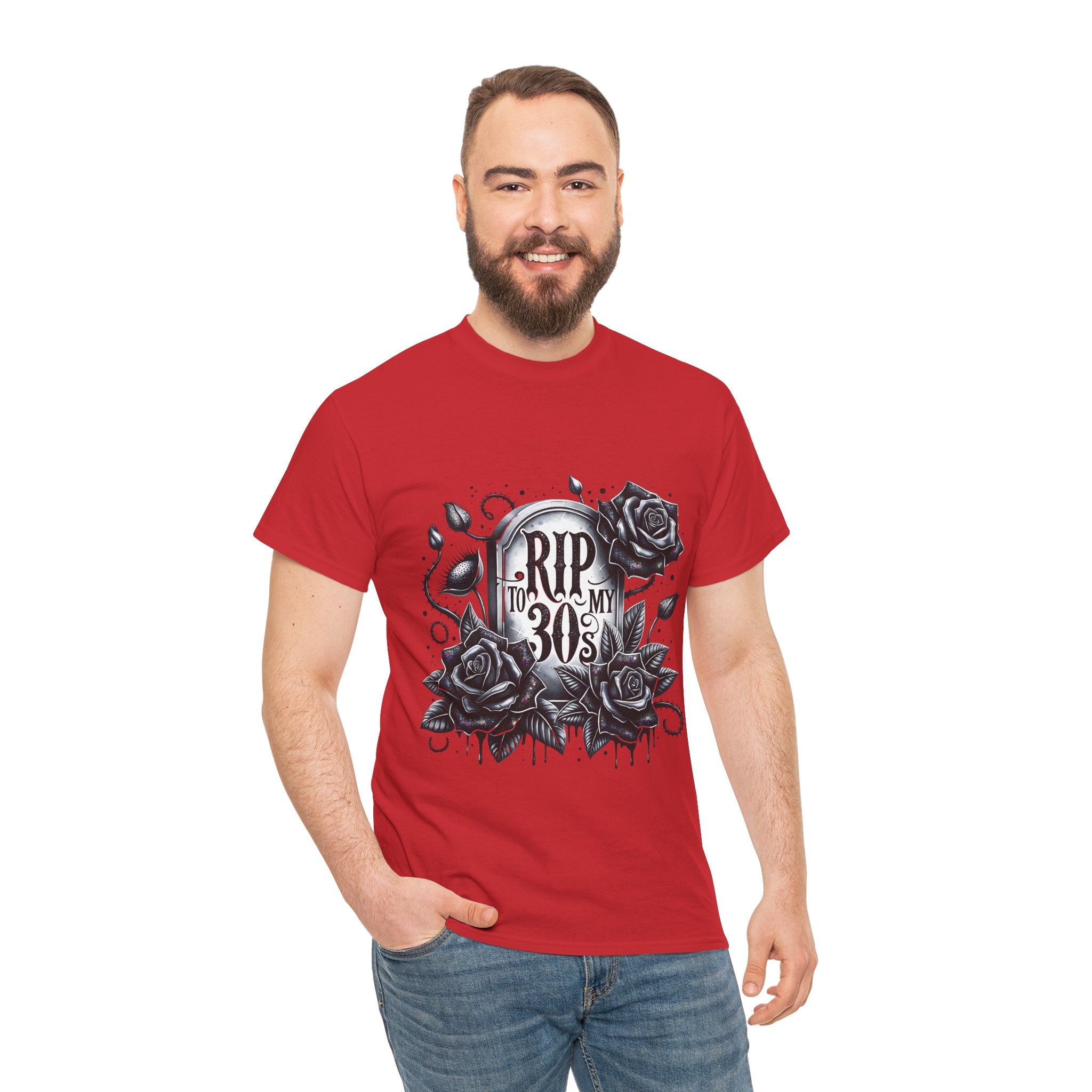 RIP to My 30s, Heavy, Unisex Graphic Shirt, Birthday Gift, Casual Wear, Vintage Style, Floral Design T-shirt