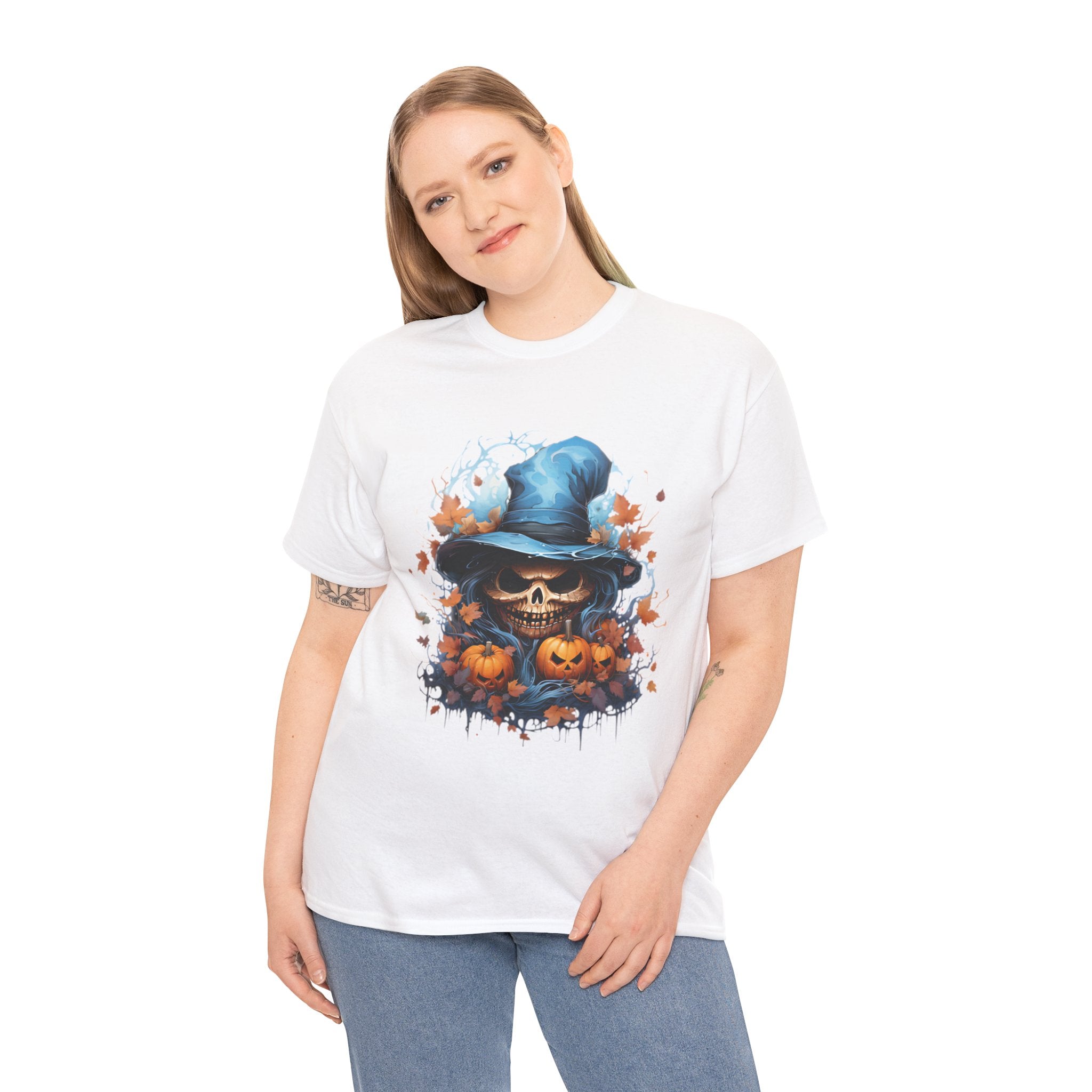 Skull Witch Unhappy Halloween Tee - Halloween Shirt, Spooky Tee, Pumpkin Shirt, Fall Apparel, Costume Top