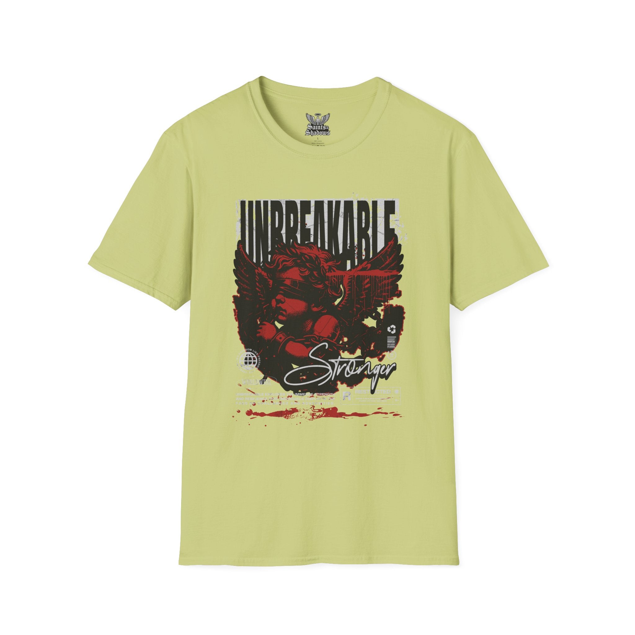 Saints and Shadows - Unbreakabe Strength, Angelic Artwork Unisex Softstyle T-Shirt, Casual Wear
