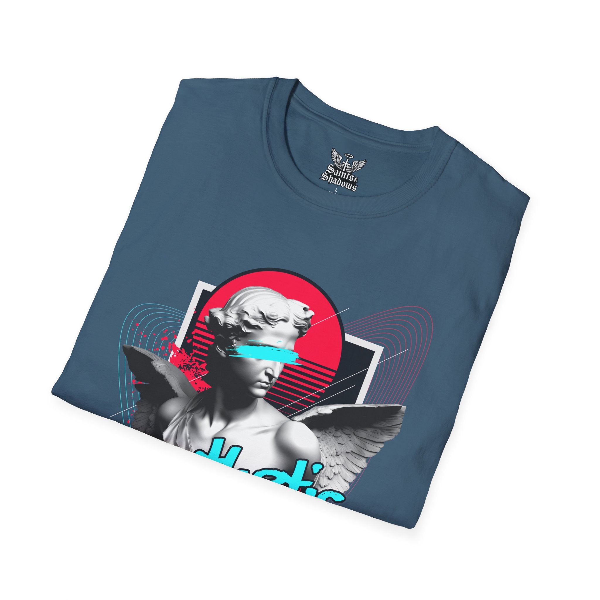 Saints and Shadows - Synthetic Dream, Angelic Artwork Unisex Softstyle T-Shirt, Casual Wear