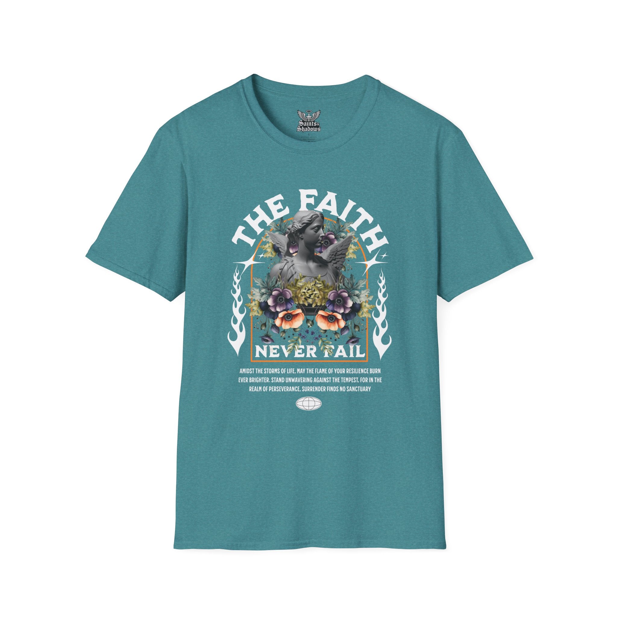 Saints and Shadows - The Faith Never Fail, Angelic Artwork Unisex Softstyle T-Shirt, Casual Wear
