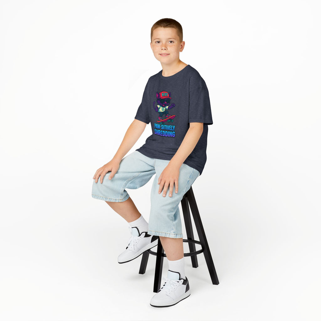 DJ KAT PAWS - Fun Skater Cat Design, Youth Summer T-Shirt, Cool Kids Apparel, Birthday Gift, Trendy Casual Wear