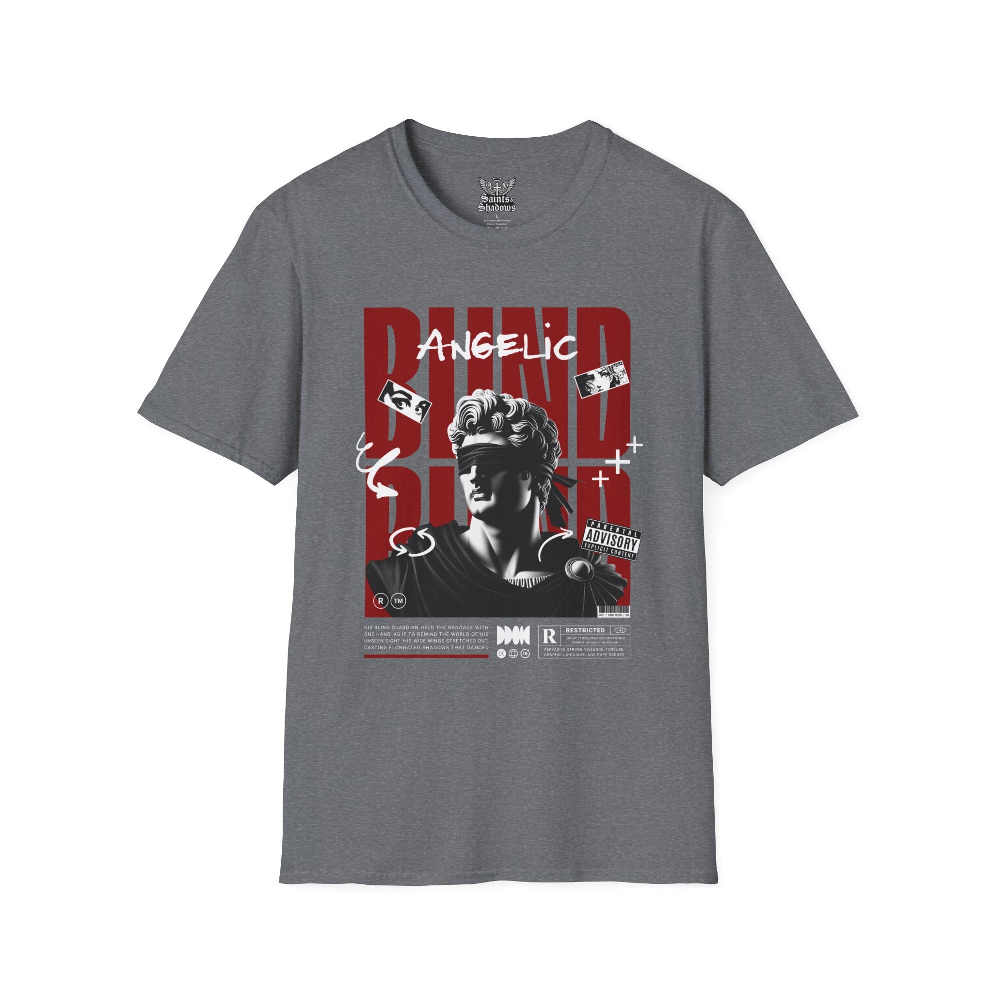 Saints and Shadows - Blind, Angelic Artwork Unisex Softstyle T-Shirt, Casual Wear