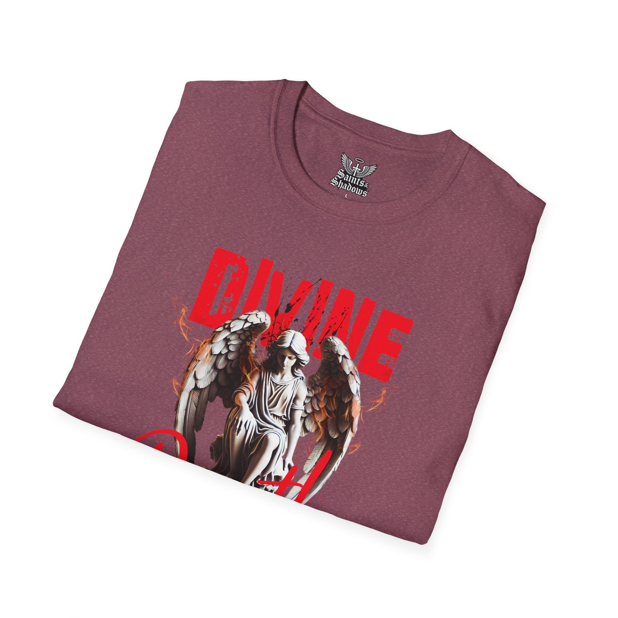 Saints and Shadows - Divine Death, Angelic Artwork Unisex Softstyle T-Shirt, Casual Wear