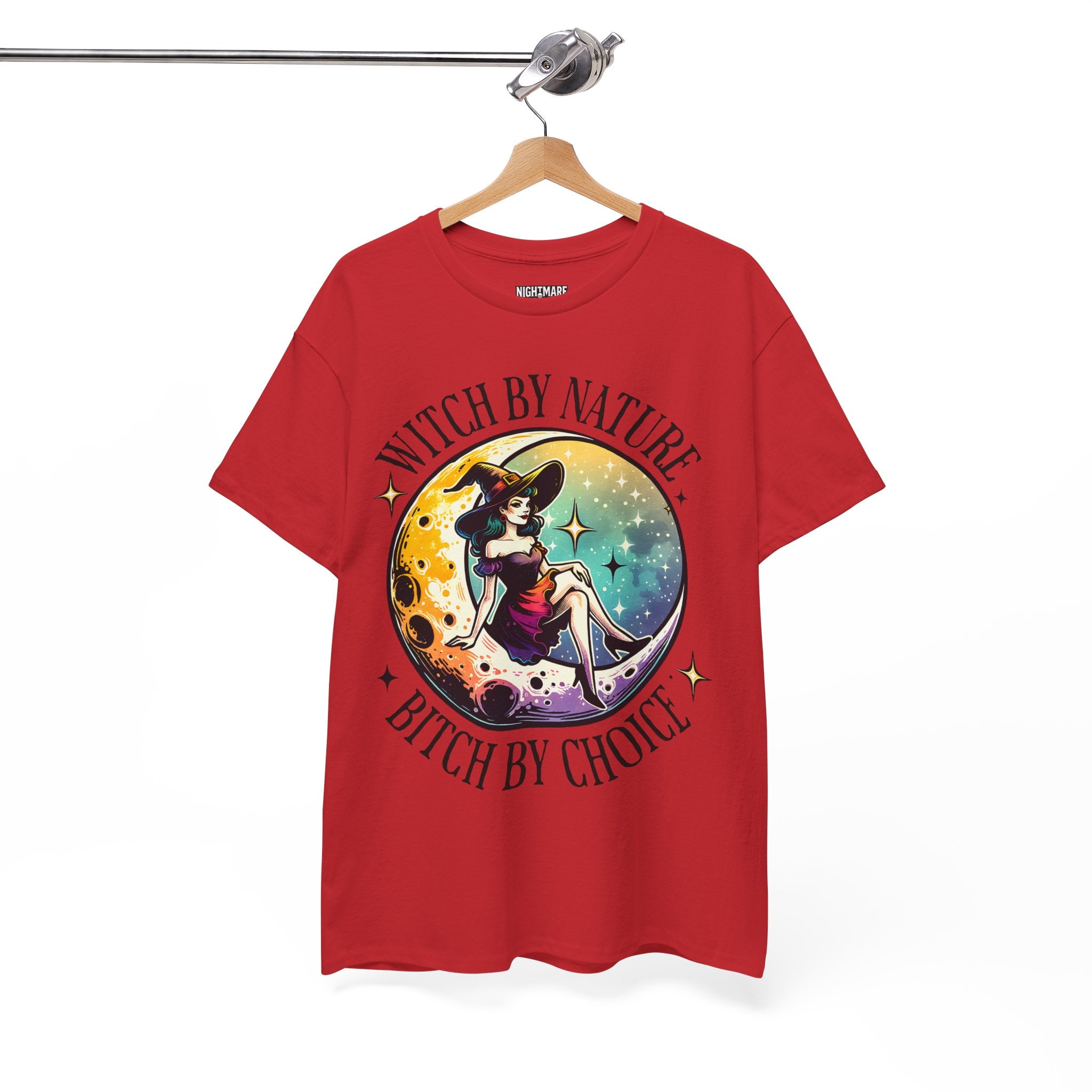 Witchy Cotton Tee - "Witch by Nature, Bitch by Choice" | Unisex Tee for Spooky Season, Boho Fashion, Festival Wear, Gift for Witches