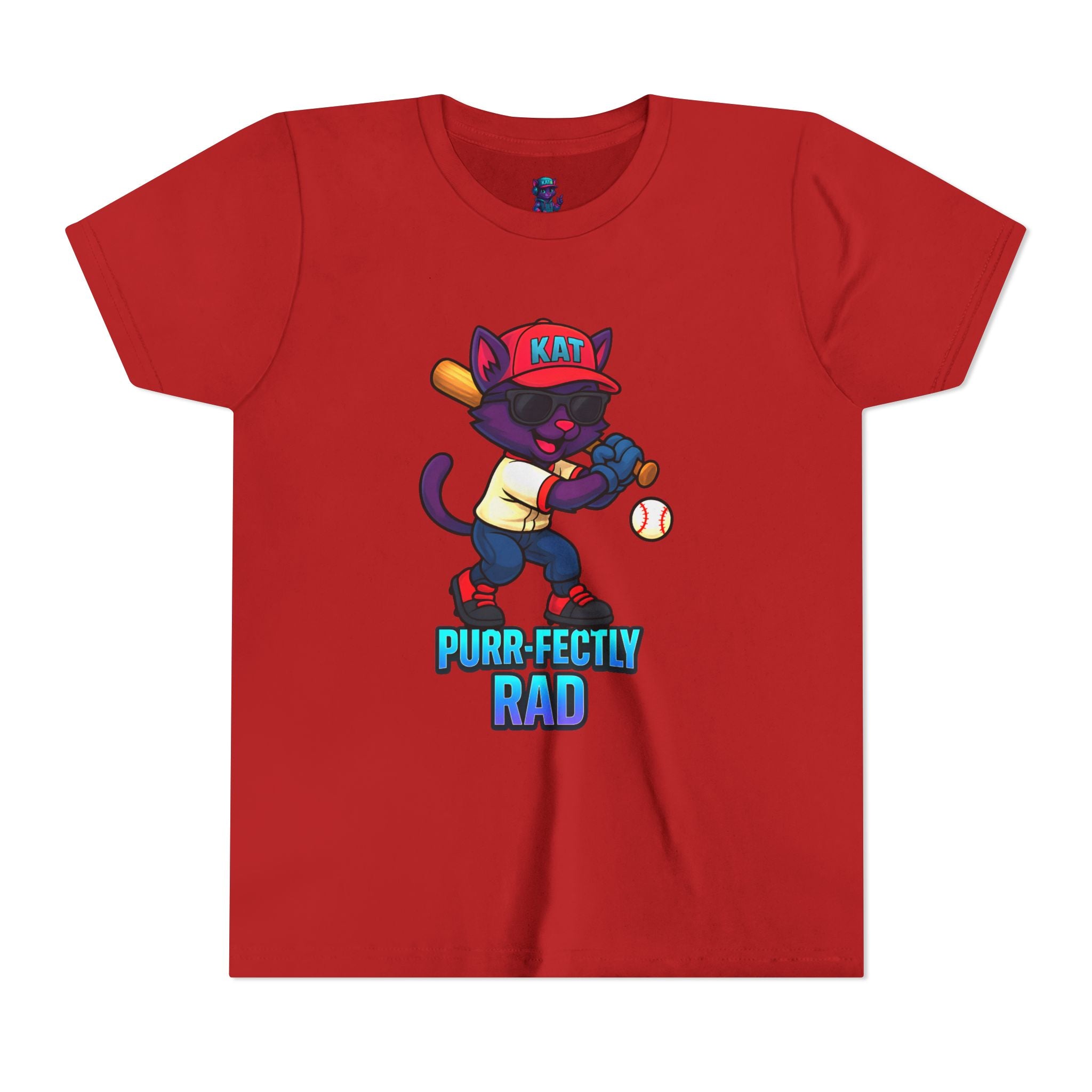 DJ KAT PAWS – Purr-fectly Rad Baseball Youth Tee | Fun Kids Graphic Shirt, Cool Cat Design, Perfect for Birthdays, Playdates & Sports Events