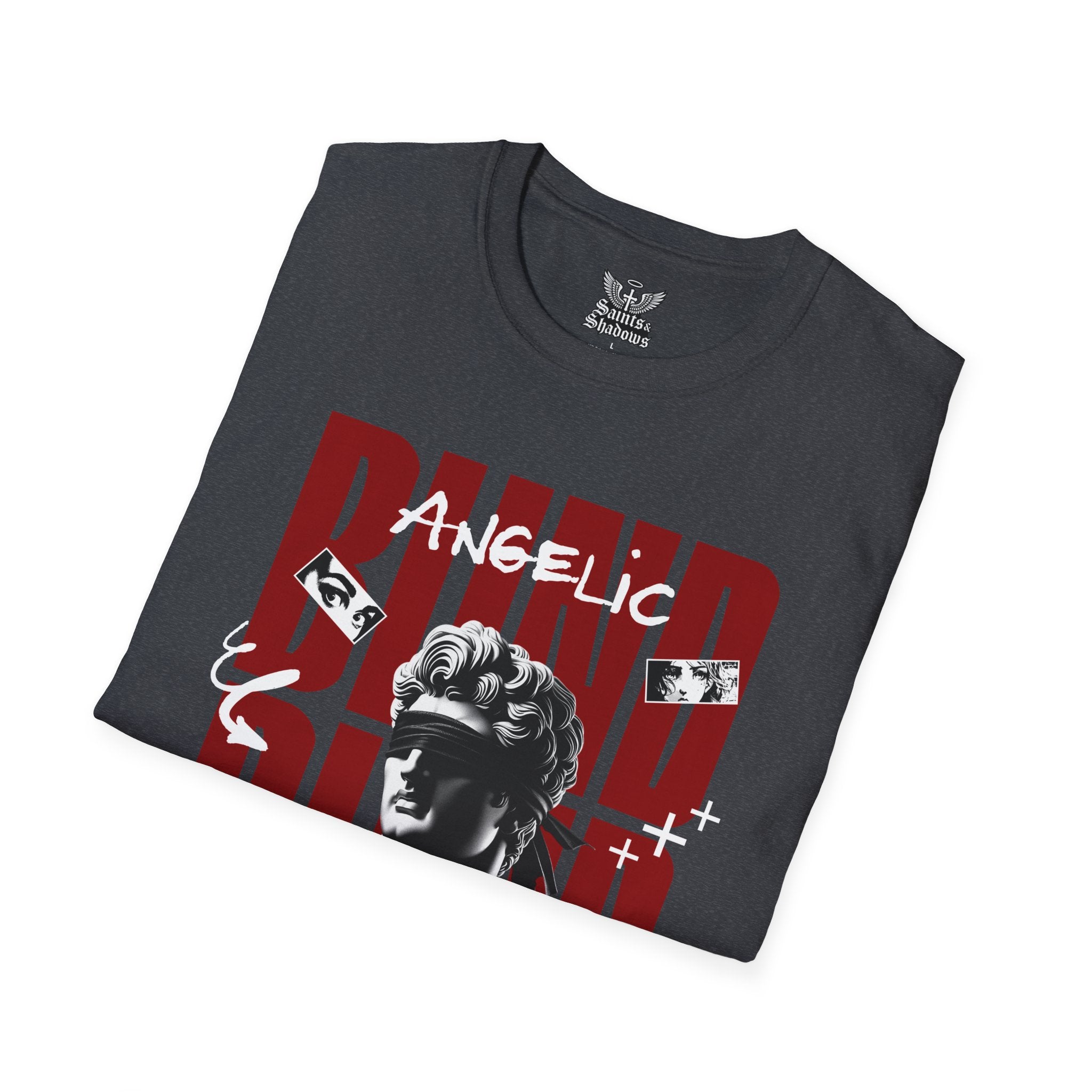 Saints and Shadows - Blind, Angelic Artwork Unisex Softstyle T-Shirt, Casual Wear