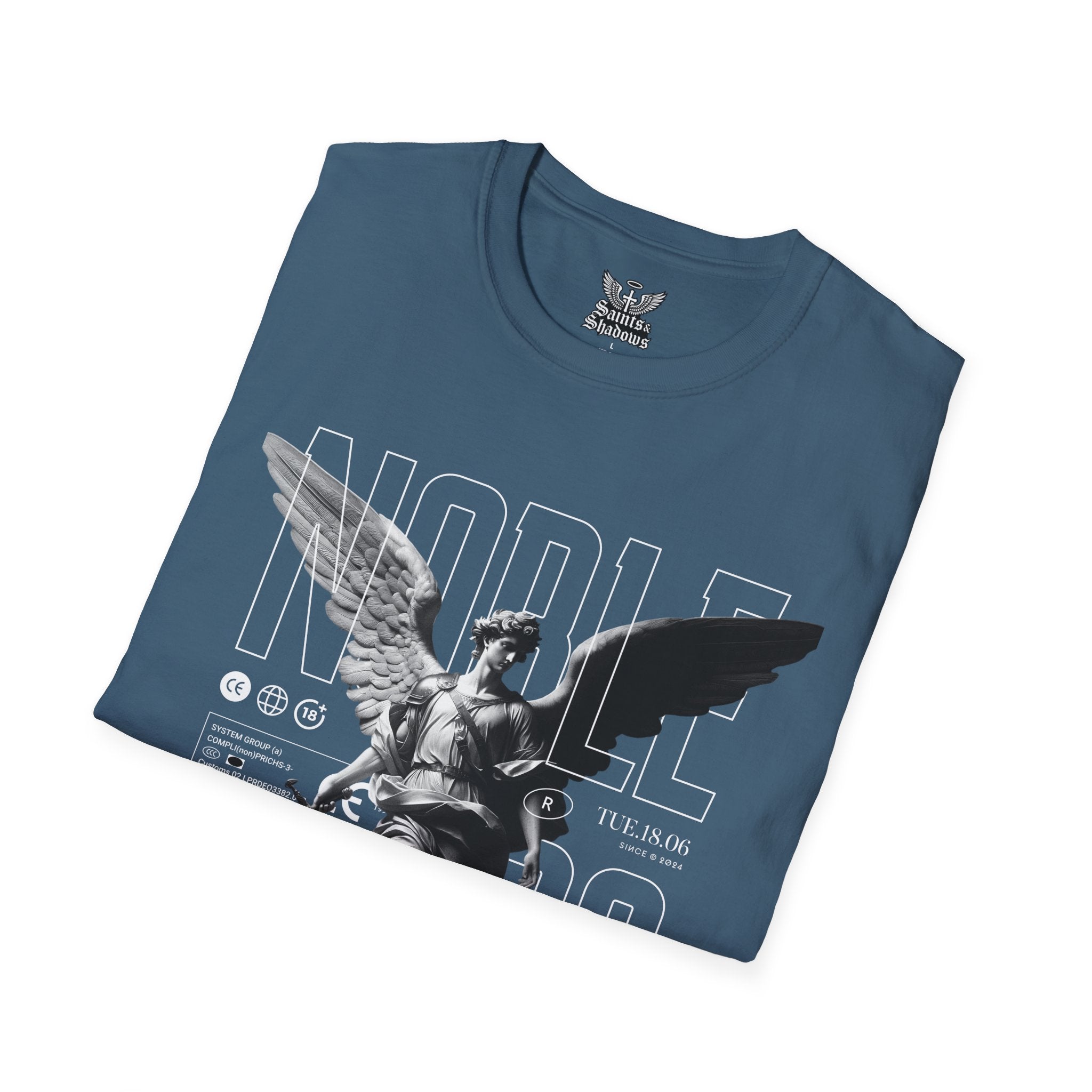 Saints and Shadows - Noble, Angelic Artwork Unisex Softstyle T-Shirt, Casual Wear