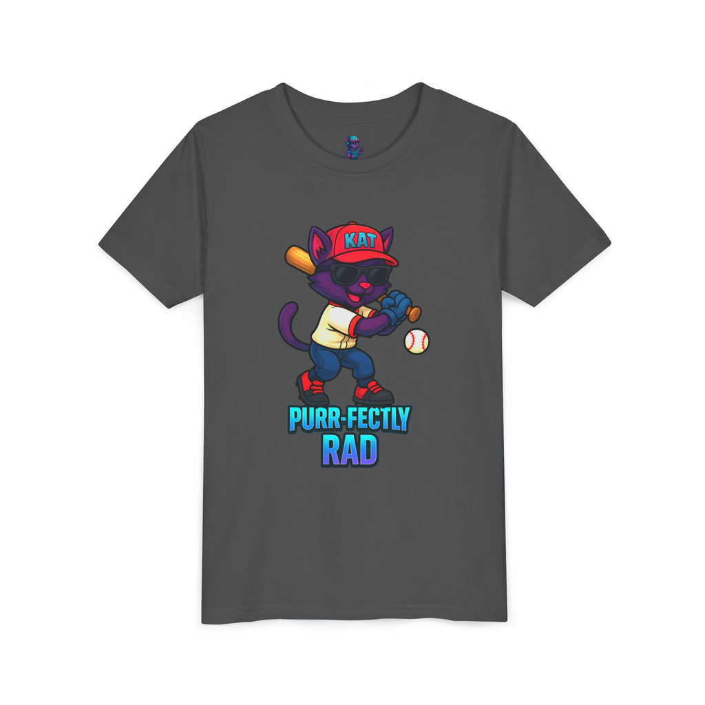 DJ KAT PAWS – Purr-fectly Rad Baseball Youth Tee | Fun Kids Graphic Shirt, Cool Cat Design, Perfect for Birthdays, Playdates & Sports Events