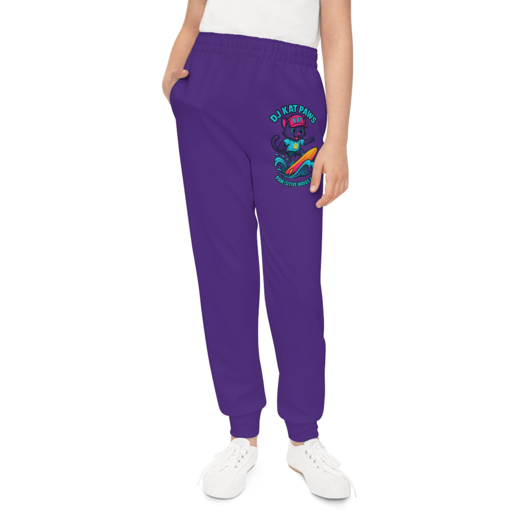 DJ KAT PAWS Paw-sitive Waves Only Youth Joggers - Stay Cool, Play Safe, Be You, Casual Wear, Kids Activewear, Perfect Gift for Boys and Girls