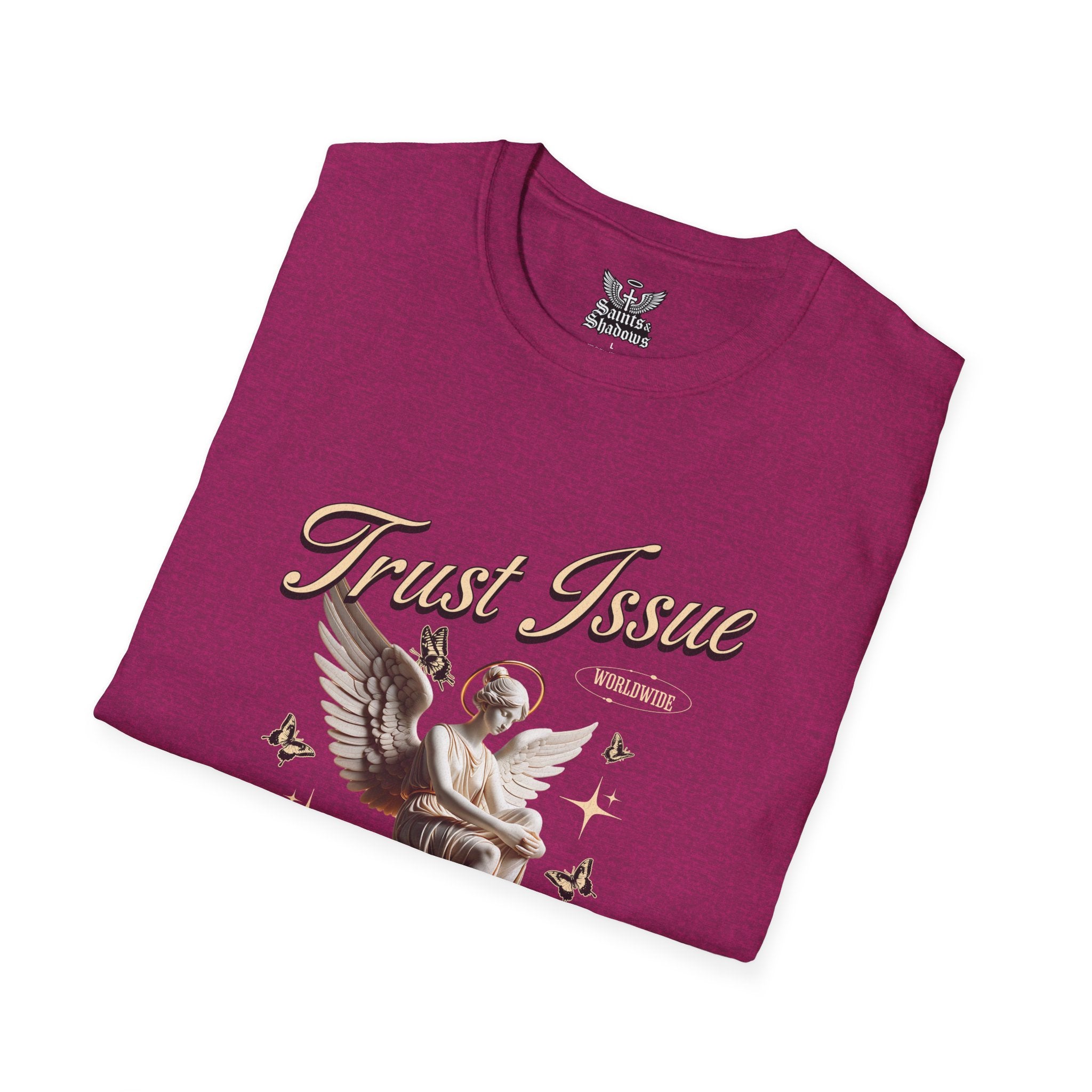 Saints and Shadows - Trust Issue, Angelic Artwork Unisex Softstyle T-Shirt, Casual Wear
