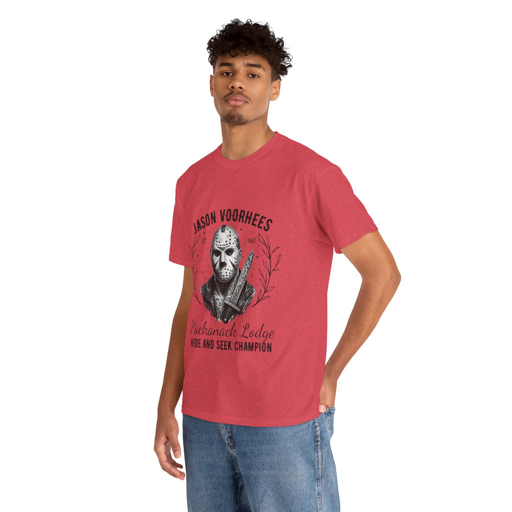 Jason Voorhees 'Hide and Seek Champion'  - Horror Graphic Tee, Unisex Cotton Shirt, Halloween Costume, Horror Movie Gift, Spooky T-Shirt, Horror Fan Apparel
