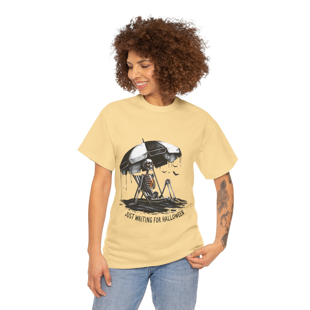 Just Waiting for Halloween, Heavy, Unisex Graphic Shirt, Birthday Gift, Casual Wear, Vintage Style, Floral Design T-shirt