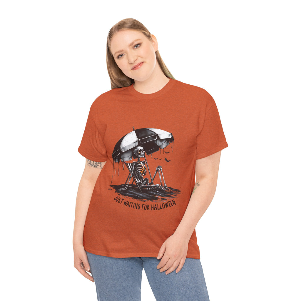 Just Waiting for Halloween, Heavy, Unisex Graphic Shirt, Birthday Gift, Casual Wear, Vintage Style, Floral Design T-shirt