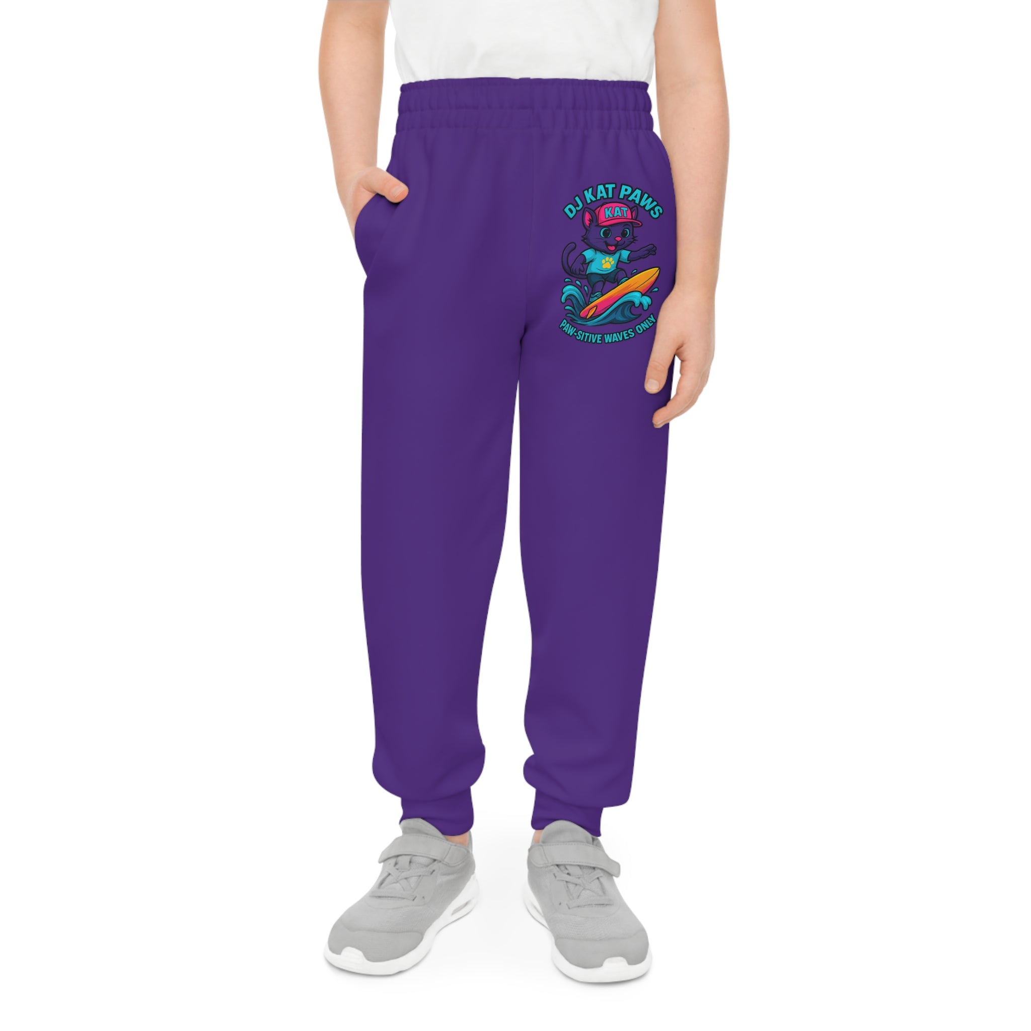DJ KAT PAWS Paw-sitive Waves Only Youth Joggers - Stay Cool, Play Safe, Be You, Casual Wear, Kids Activewear, Perfect Gift for Boys and Girls