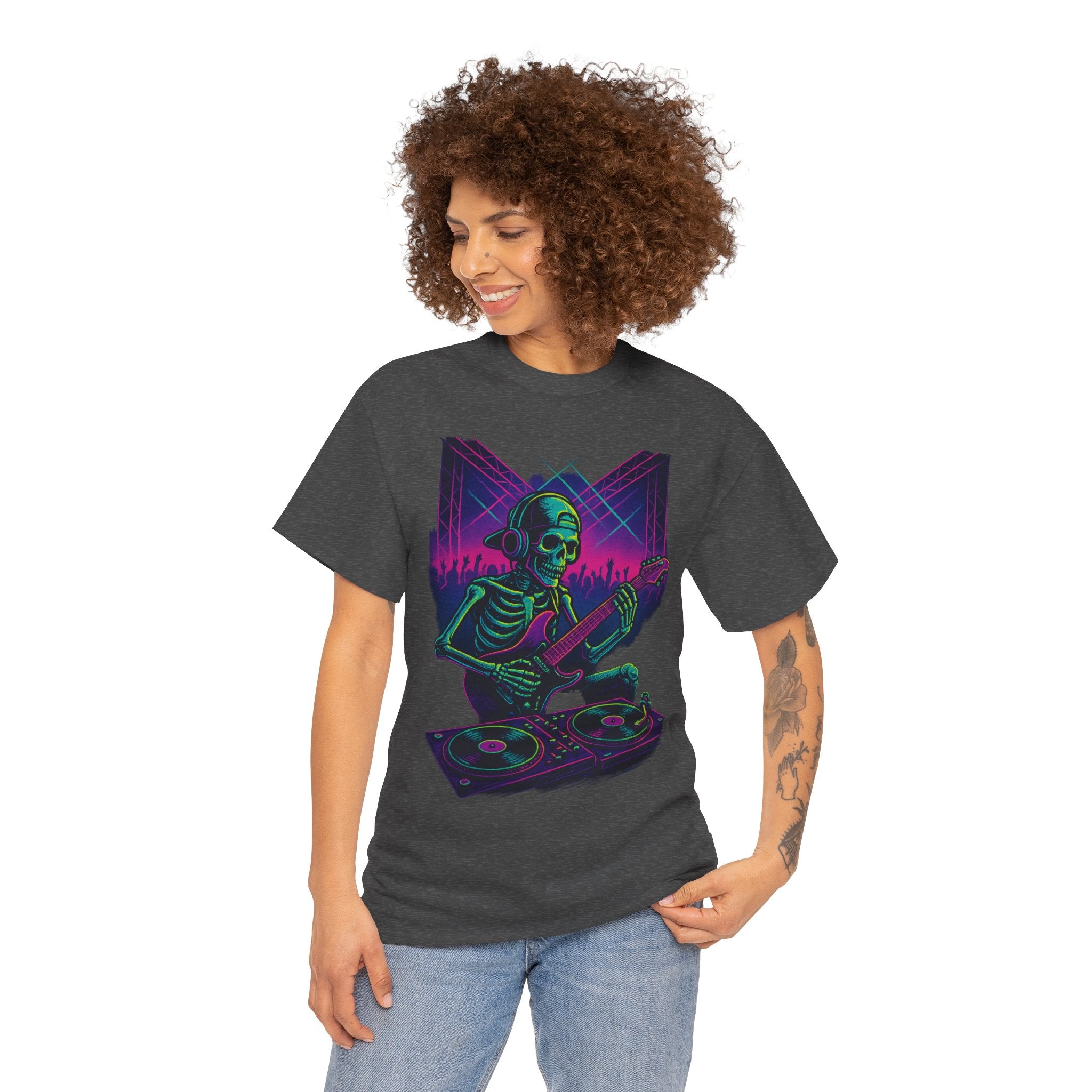 Bone Jams Rockin’ Skeleton, Tee | Loud Enough to Wake the Dead | Unisex Cotton Shirt for Music Lovers, Concerts, Halloween, Gifts