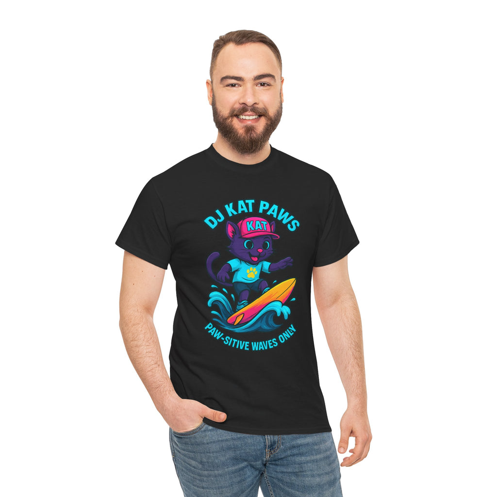 DJ KAT PAWS Paw-sitive Waves Only Surfing Tee