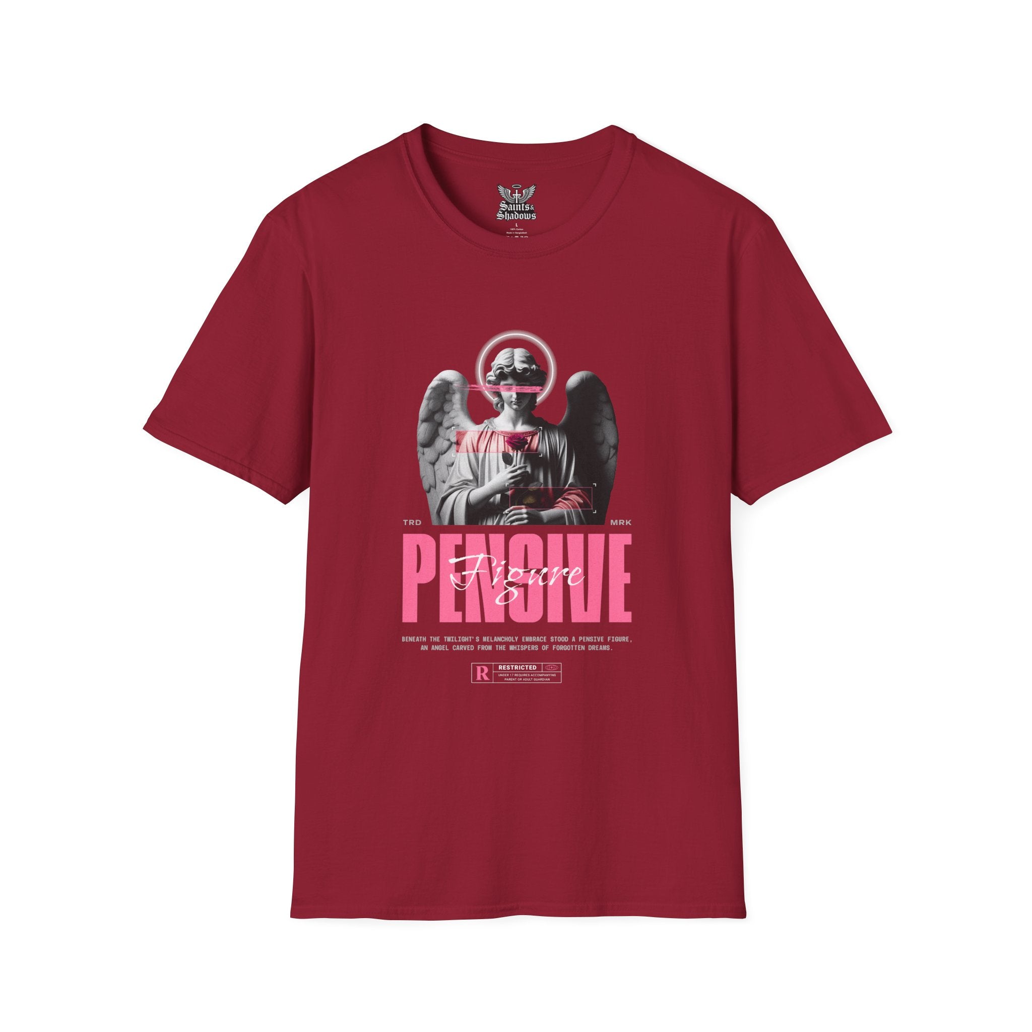 Saints and Shadows - Pensive, Angelic Artwork Unisex Softstyle T-Shirt, Casual Wear