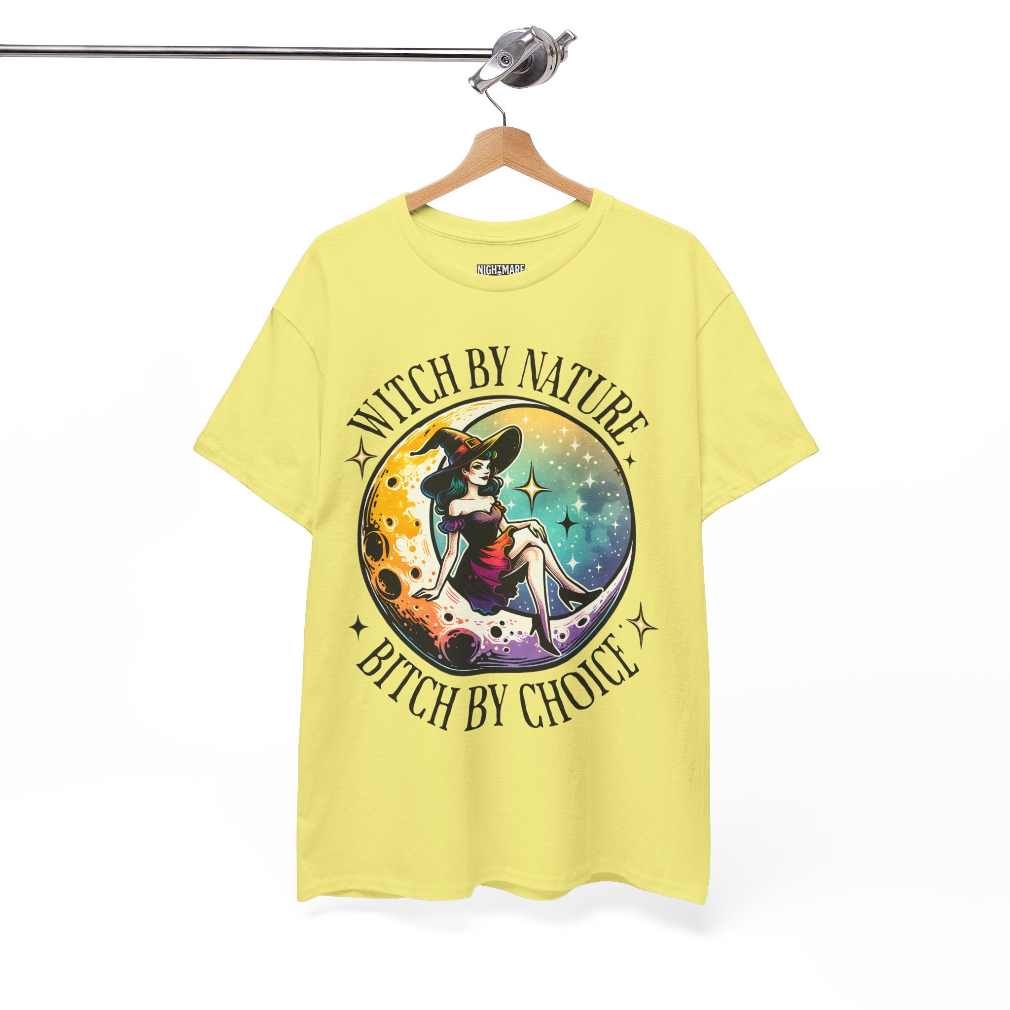 Witchy Cotton Tee - "Witch by Nature, Bitch by Choice" | Unisex Tee for Spooky Season, Boho Fashion, Festival Wear, Gift for Witches