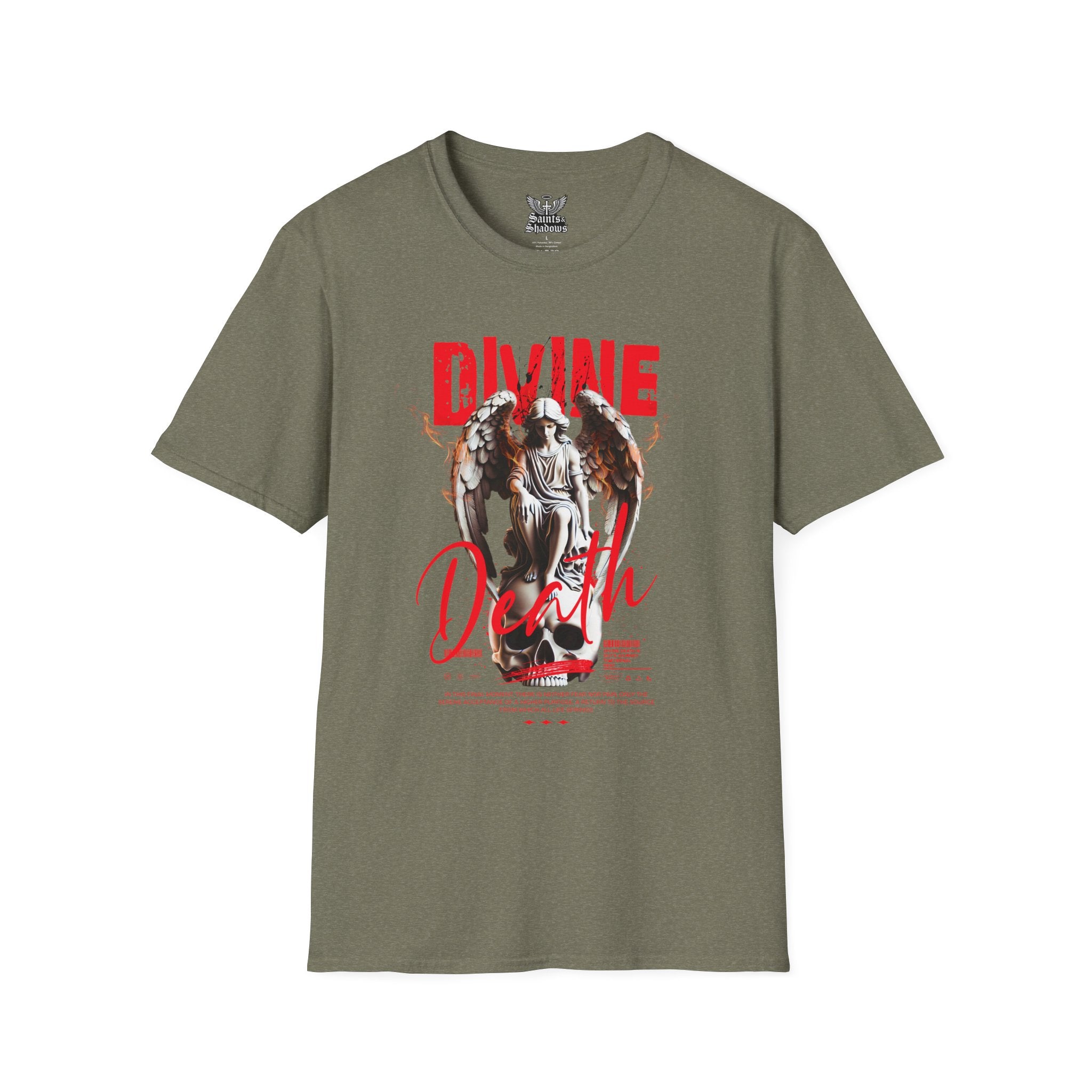 Saints and Shadows - Divine Death, Angelic Artwork Unisex Softstyle T-Shirt, Casual Wear
