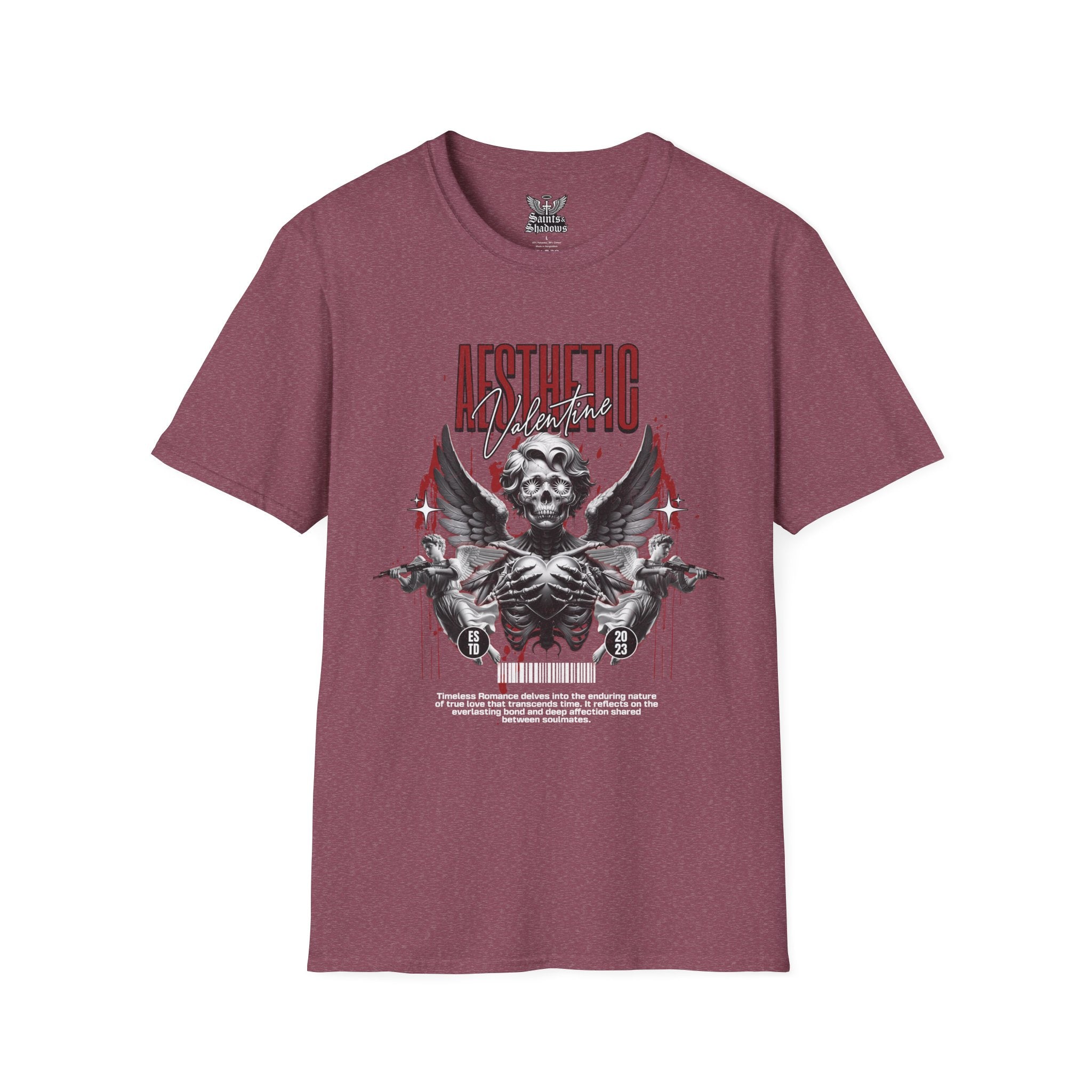 Saints and Shadows - Aesthetic Valentine, Angelic Artwork Unisex Softstyle T-Shirt, Casual Wear