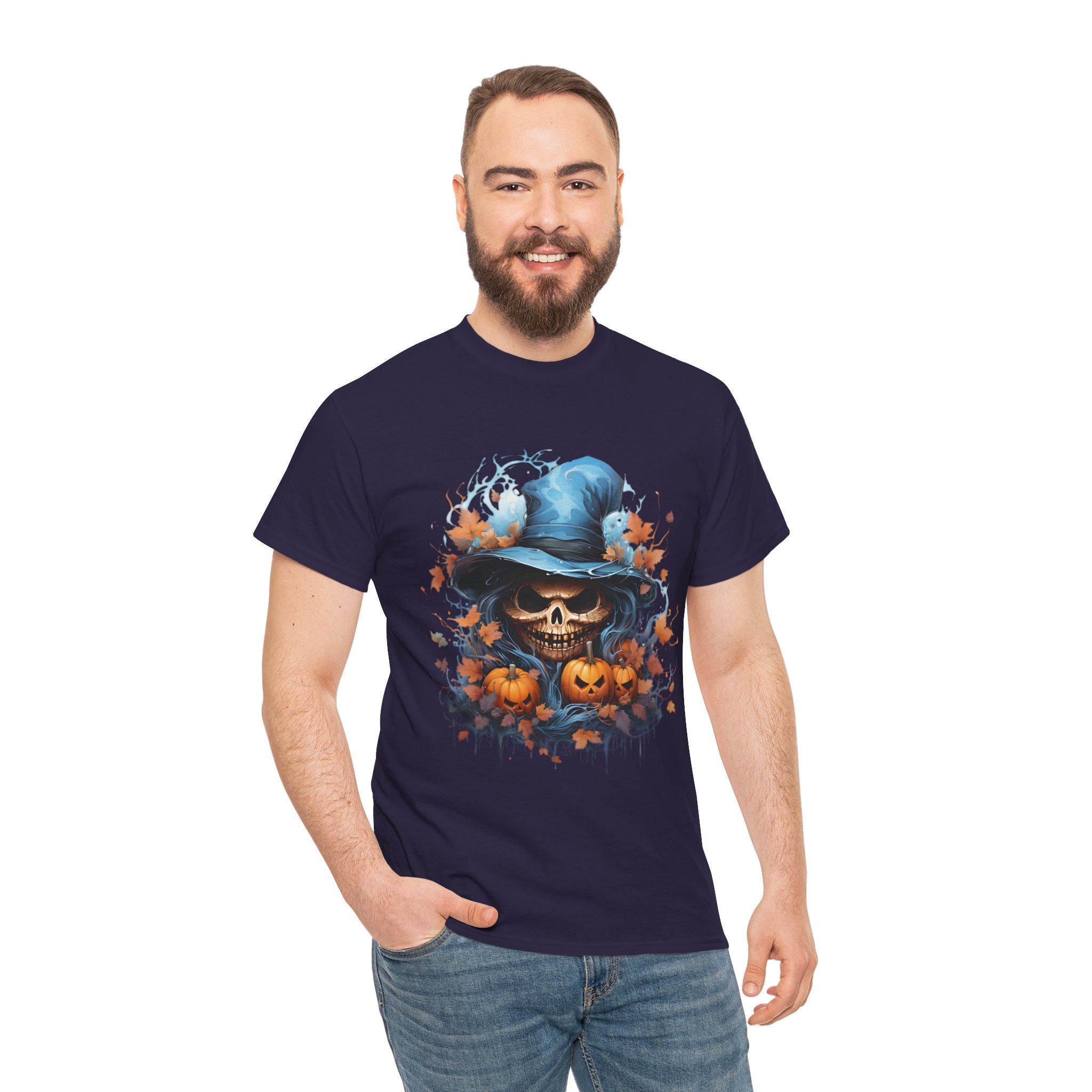 Skull Witch Unhappy Halloween Tee - Halloween Shirt, Spooky Tee, Pumpkin Shirt, Fall Apparel, Costume Top